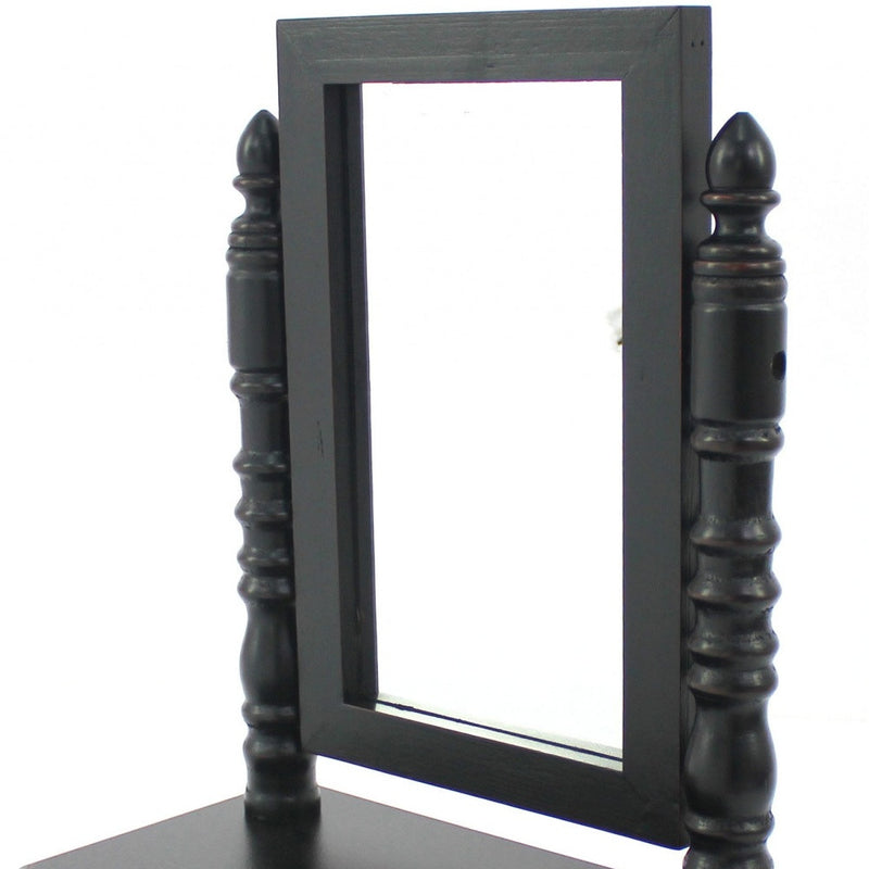 20" Black Wood Framed Freestanding Makeup Shaving Tabletop Mirror - GreatEagleInc
