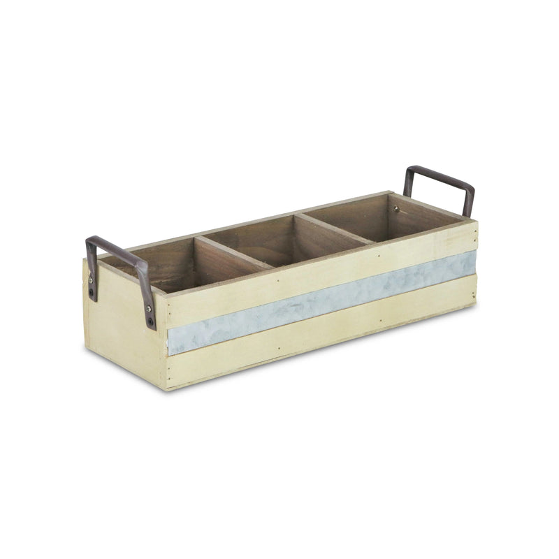 15" Antiqued White Galvanized Solid Wood And Metal Organizing Box Homeroots Office