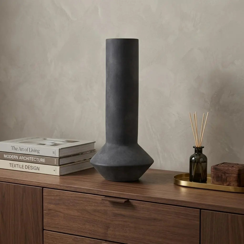 15" Black Ceramic Tulip Table Vase Homeroots Home Decor
