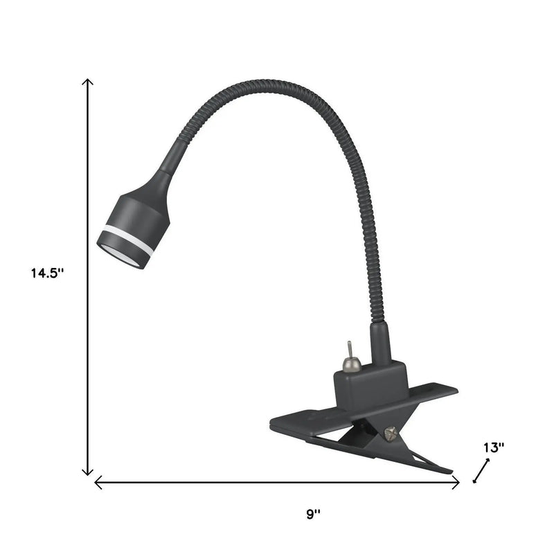 15" Black Metal Adjustable Clip On LED Table Lamp - GreatEagleInc