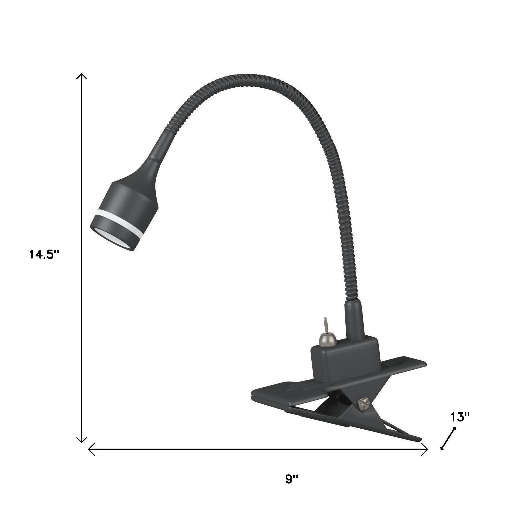 15" Black Metal Adjustable Clip On LED Table Lamp - GreatEagleInc