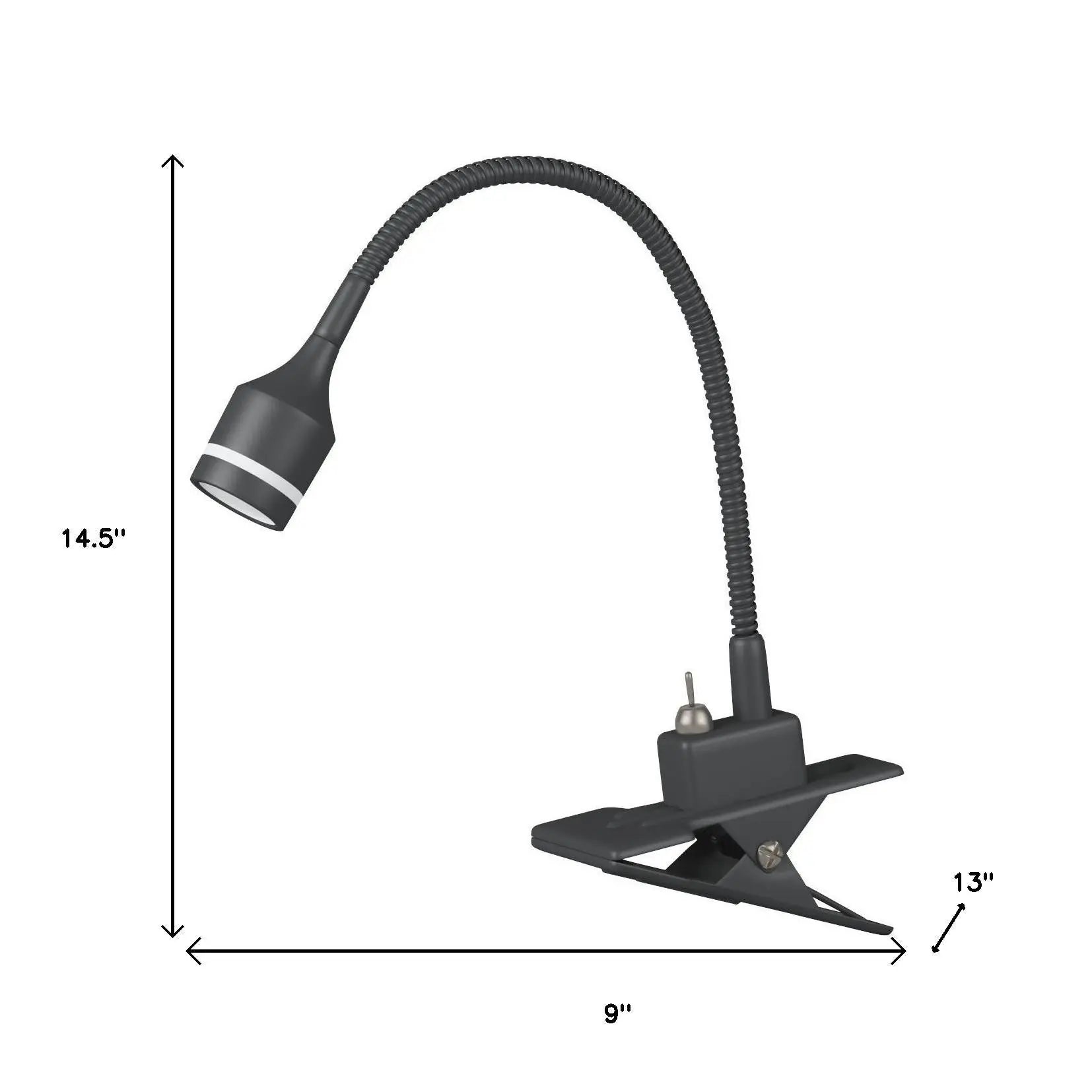 15" Black Metal Adjustable Clip On LED Table Lamp - GreatEagleInc