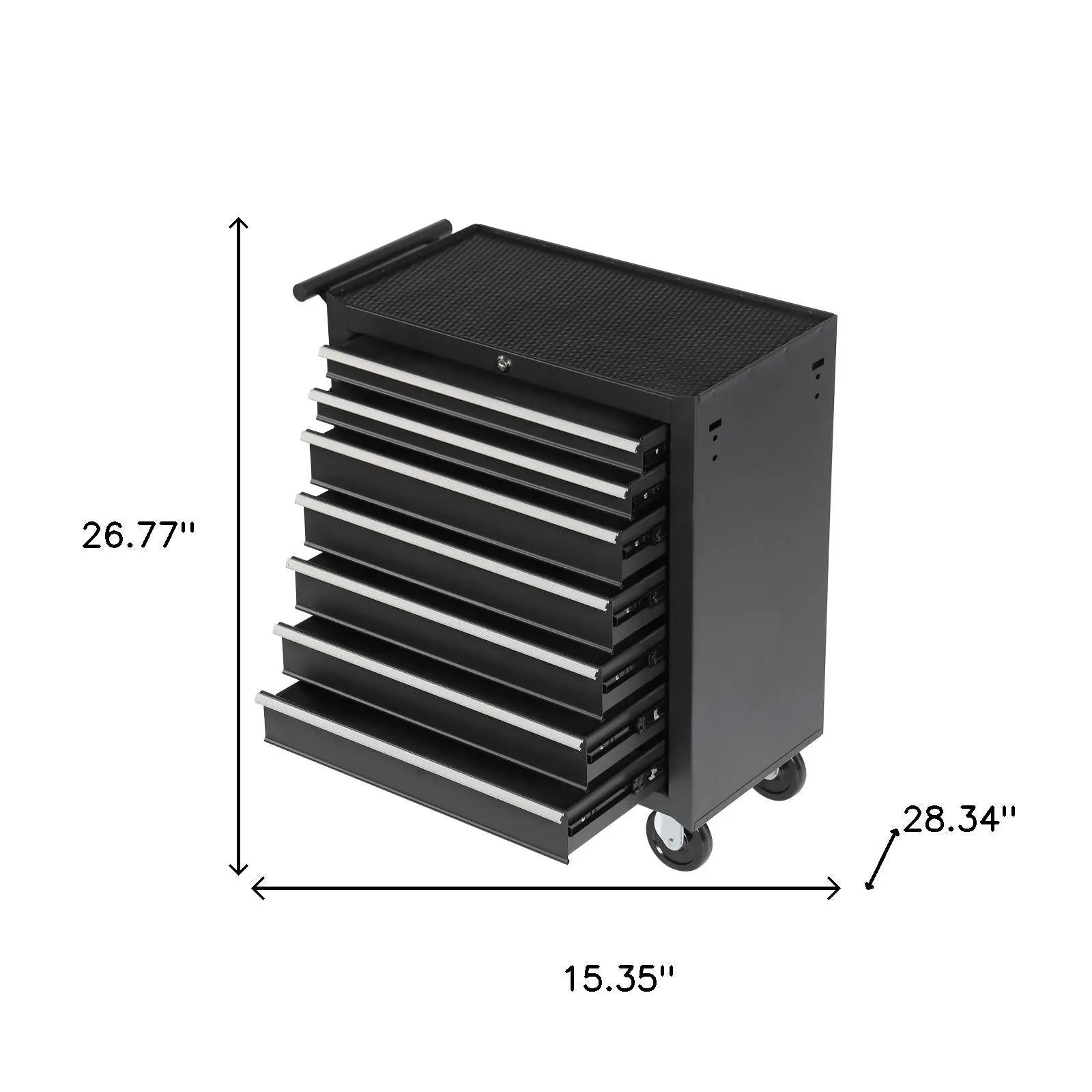 15" Black Multi-Tier Steel Rolling Cabinet With Lid Homeroots Office