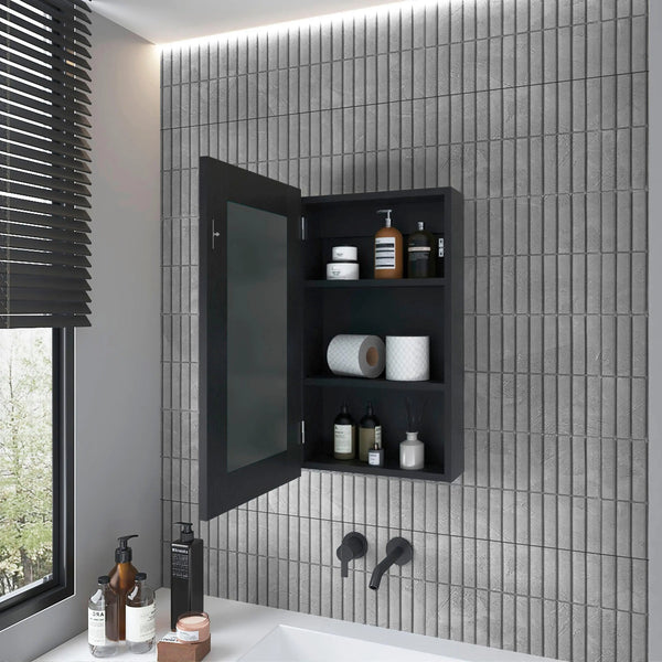 15" Black Wood Floating Bathroom Vanity - GreatEagleInc