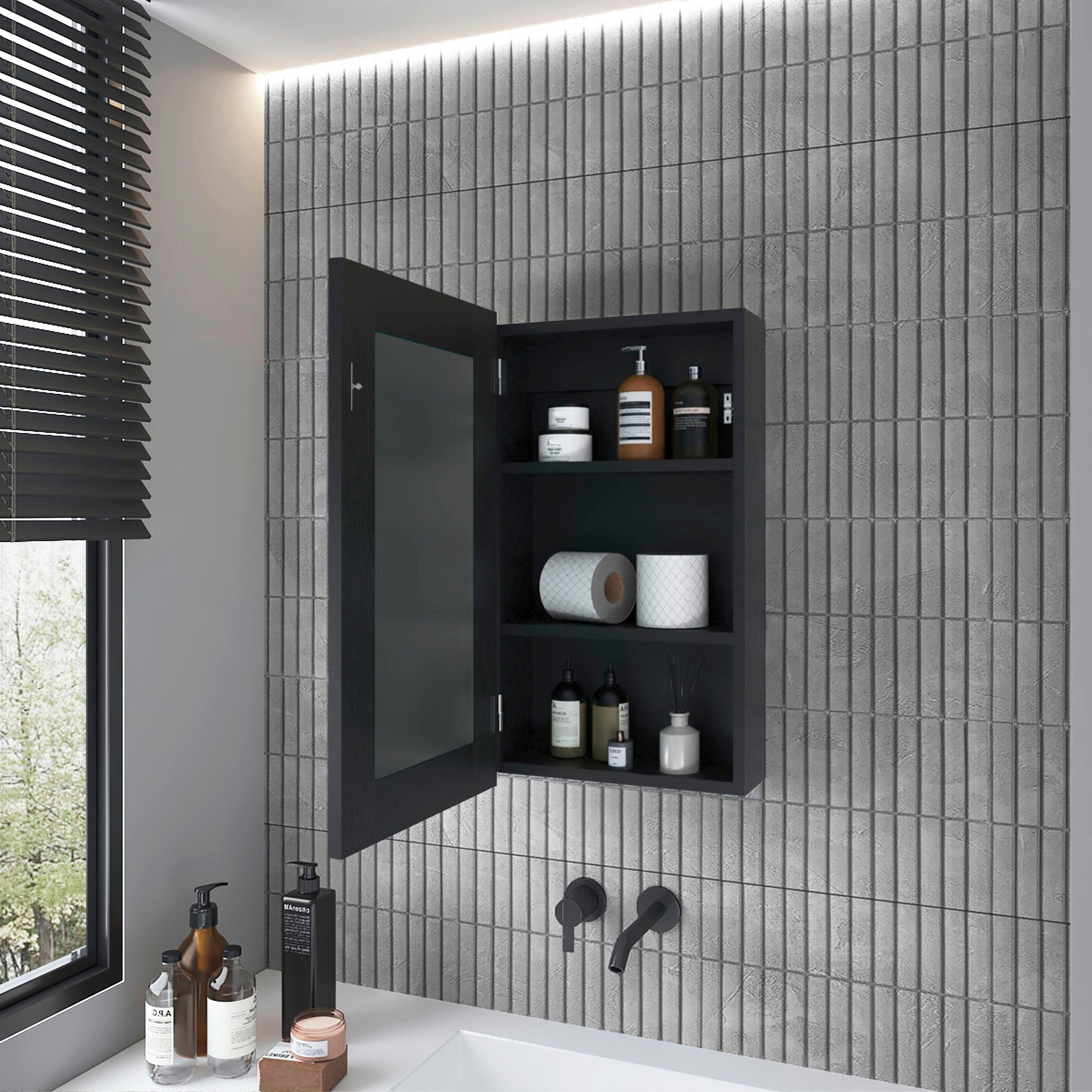 15" Black Wood Floating Bathroom Vanity - GreatEagleInc