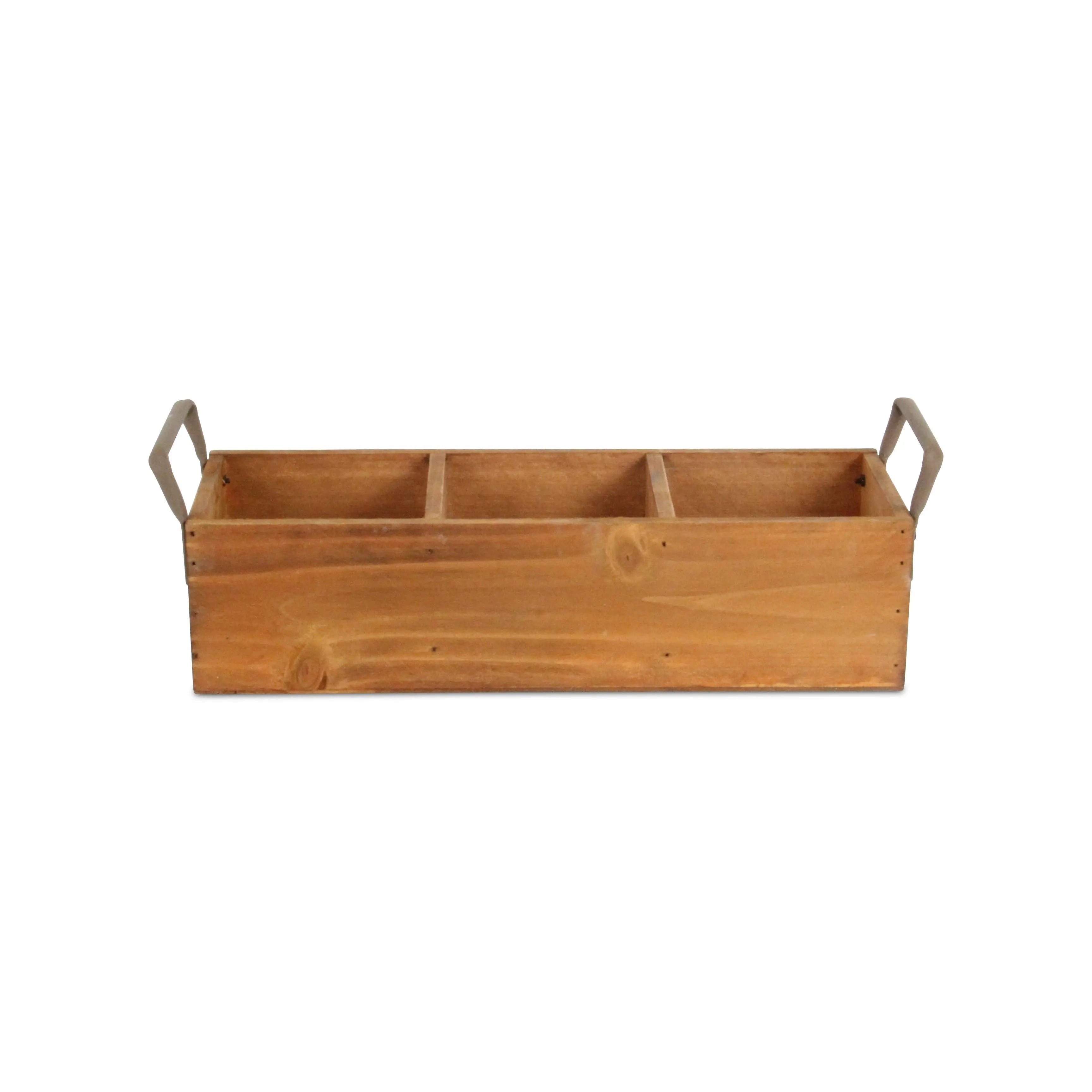 15" Brown Galvanized Solid Wood And Metal Organizing Box Homeroots Office