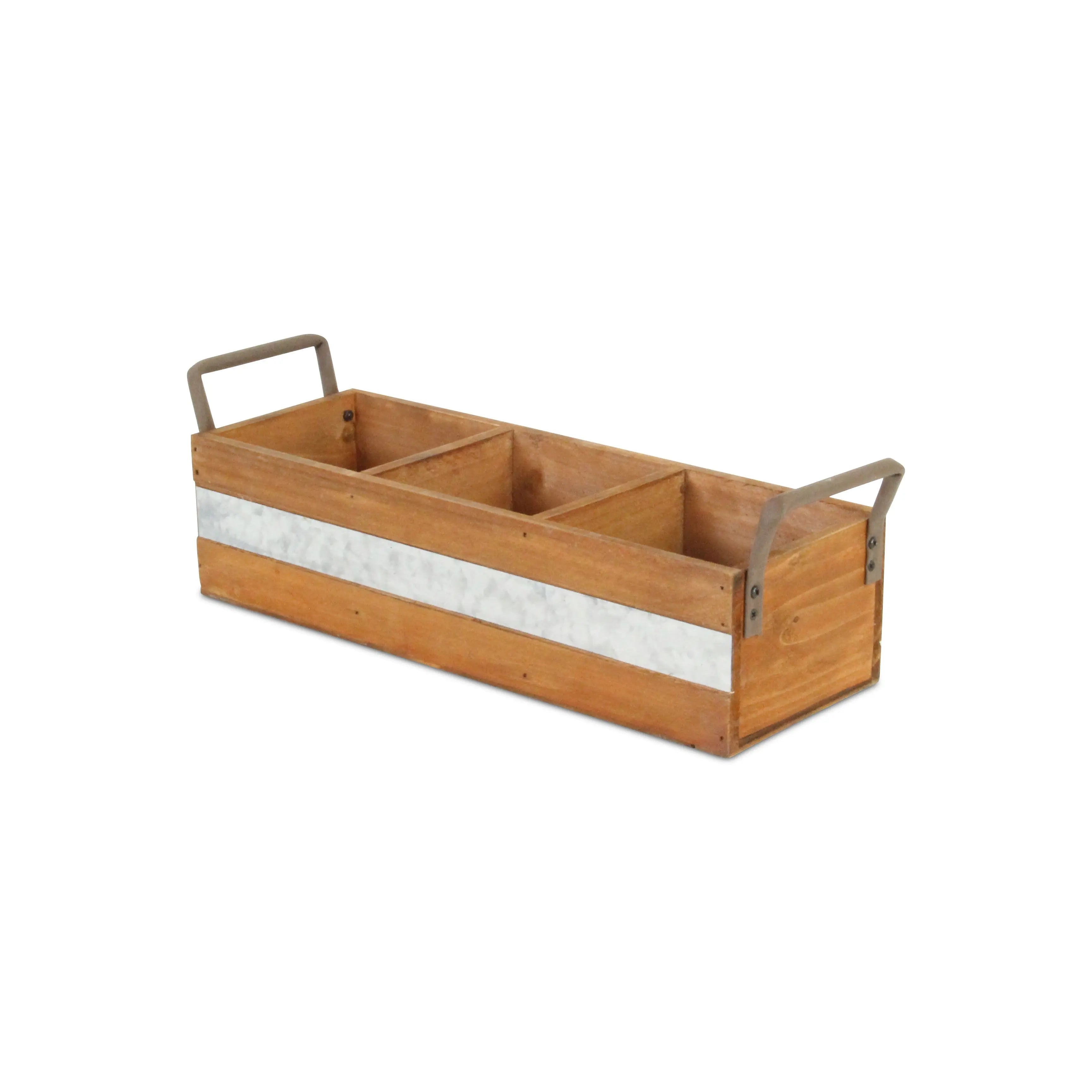 15" Brown Galvanized Solid Wood And Metal Organizing Box Homeroots Office