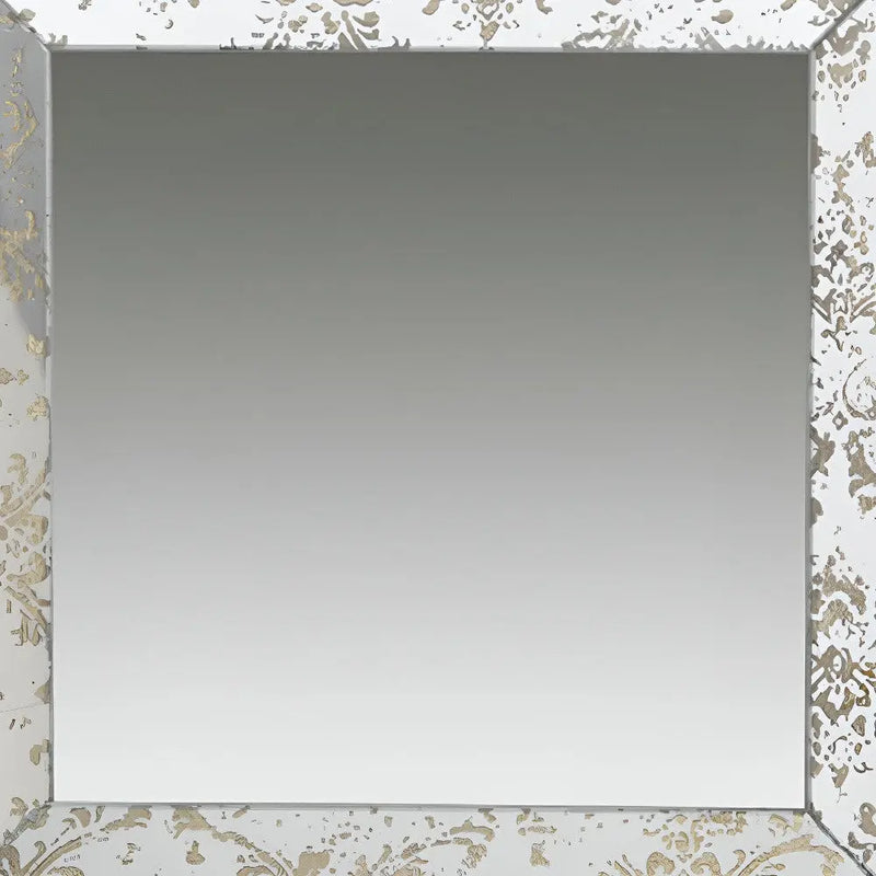 15" Brown Square Framed Antiqued Damask Accent Mirror Homeroots Bed & Bath