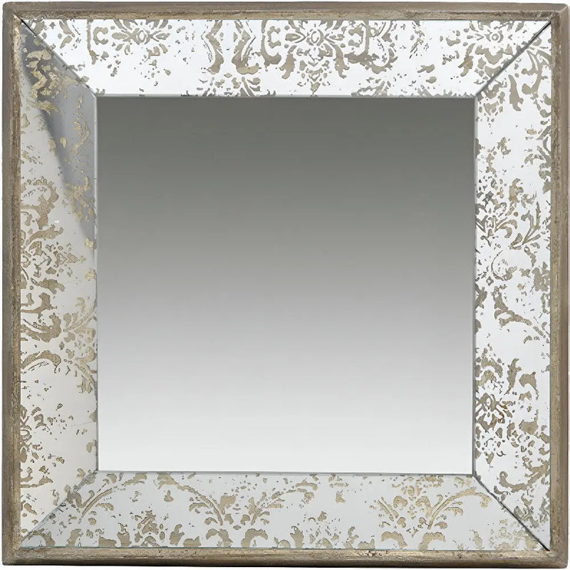 15" Brown Square Framed Antiqued Damask Accent Mirror Homeroots Bed & Bath