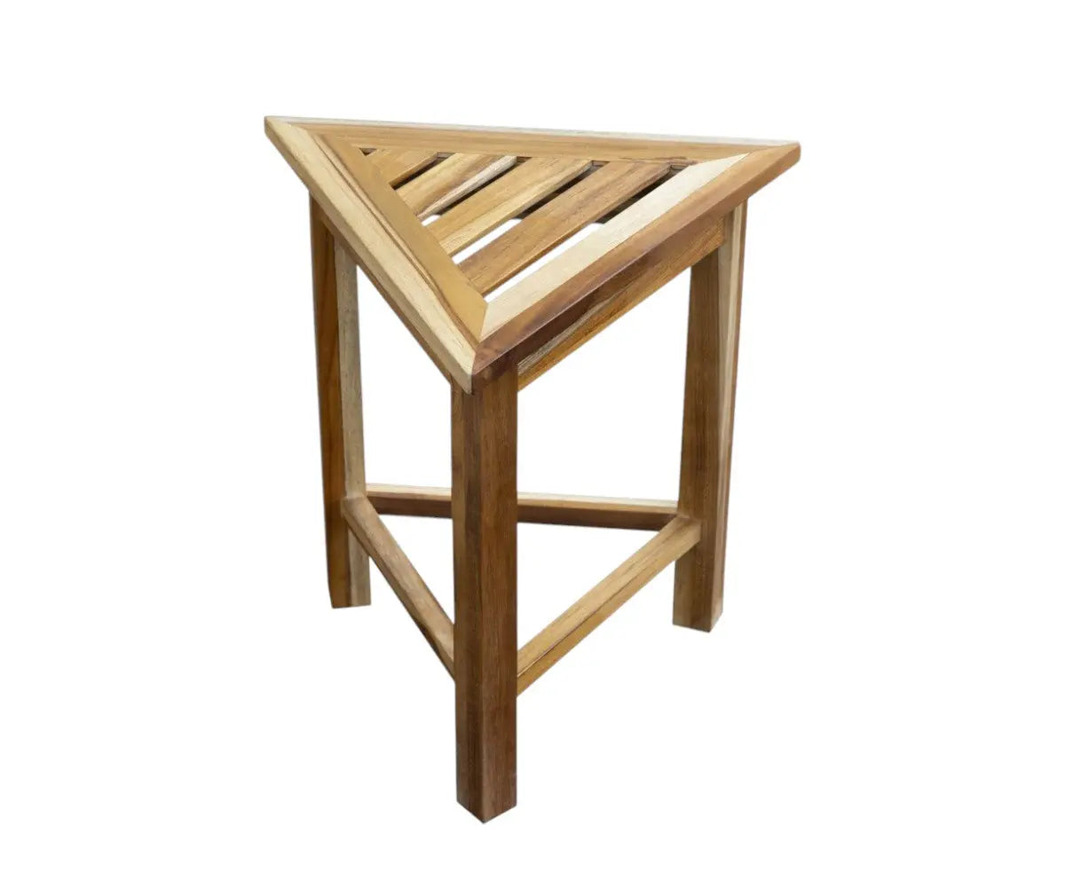 15" Brown Teak Corner Shower Bench Homeroots Bed & Bath
