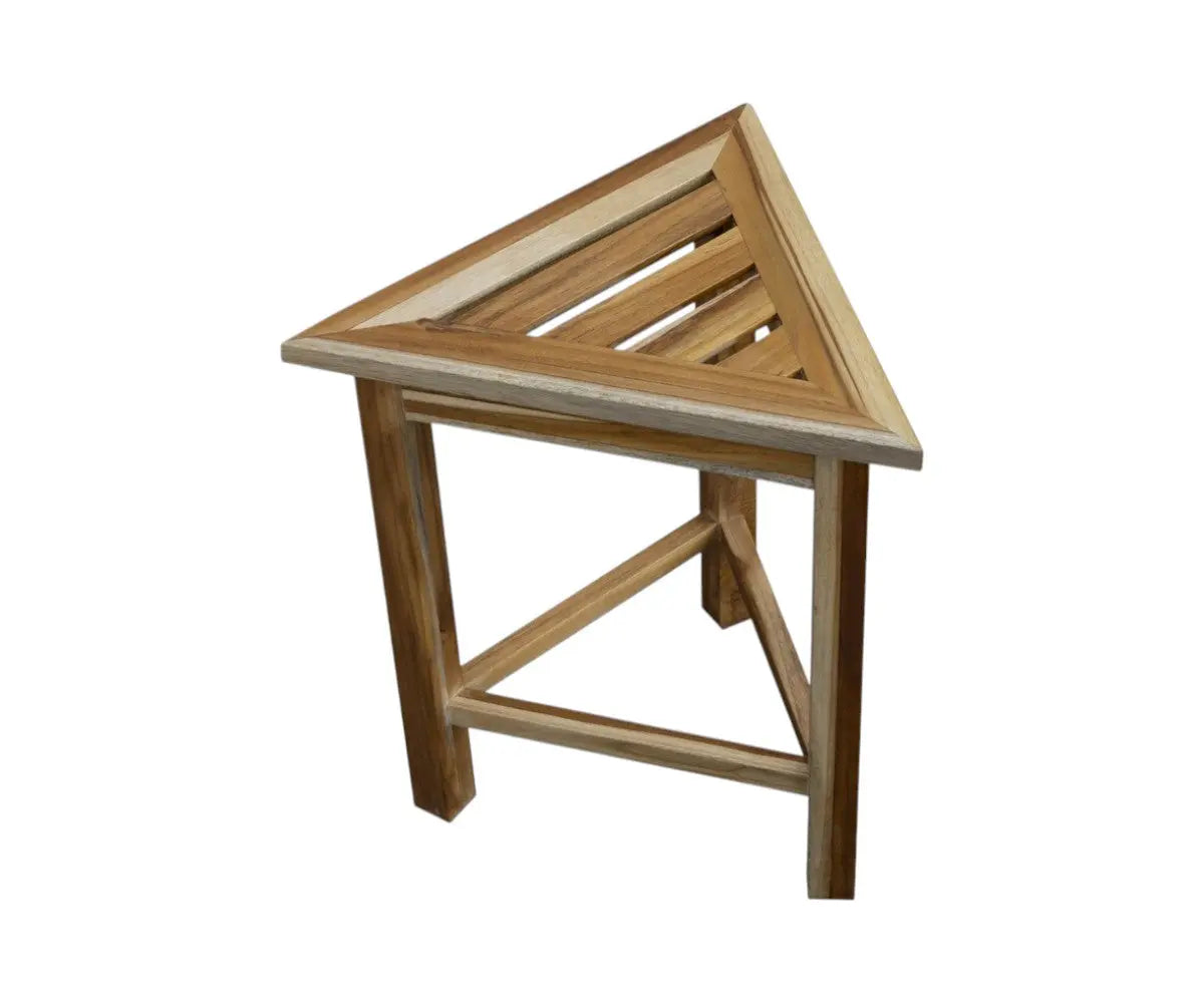 15" Brown Teak Corner Shower Bench Homeroots Bed & Bath