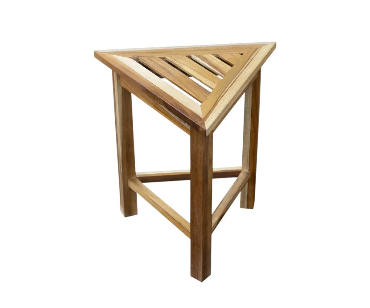 15" Brown Teak Corner Shower Bench Homeroots Bed & Bath