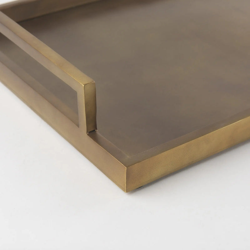 15" Gold Aluminum Hand Finished Vanity Tray With Handles Homeroots Kitchen & Dining