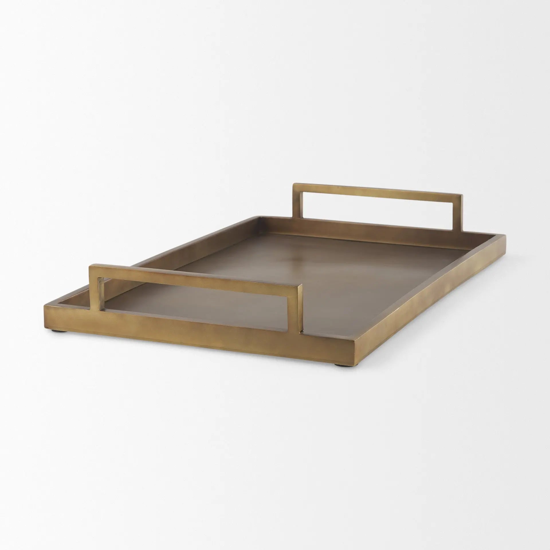 15" Gold Aluminum Hand Finished Vanity Tray With Handles Homeroots Kitchen & Dining