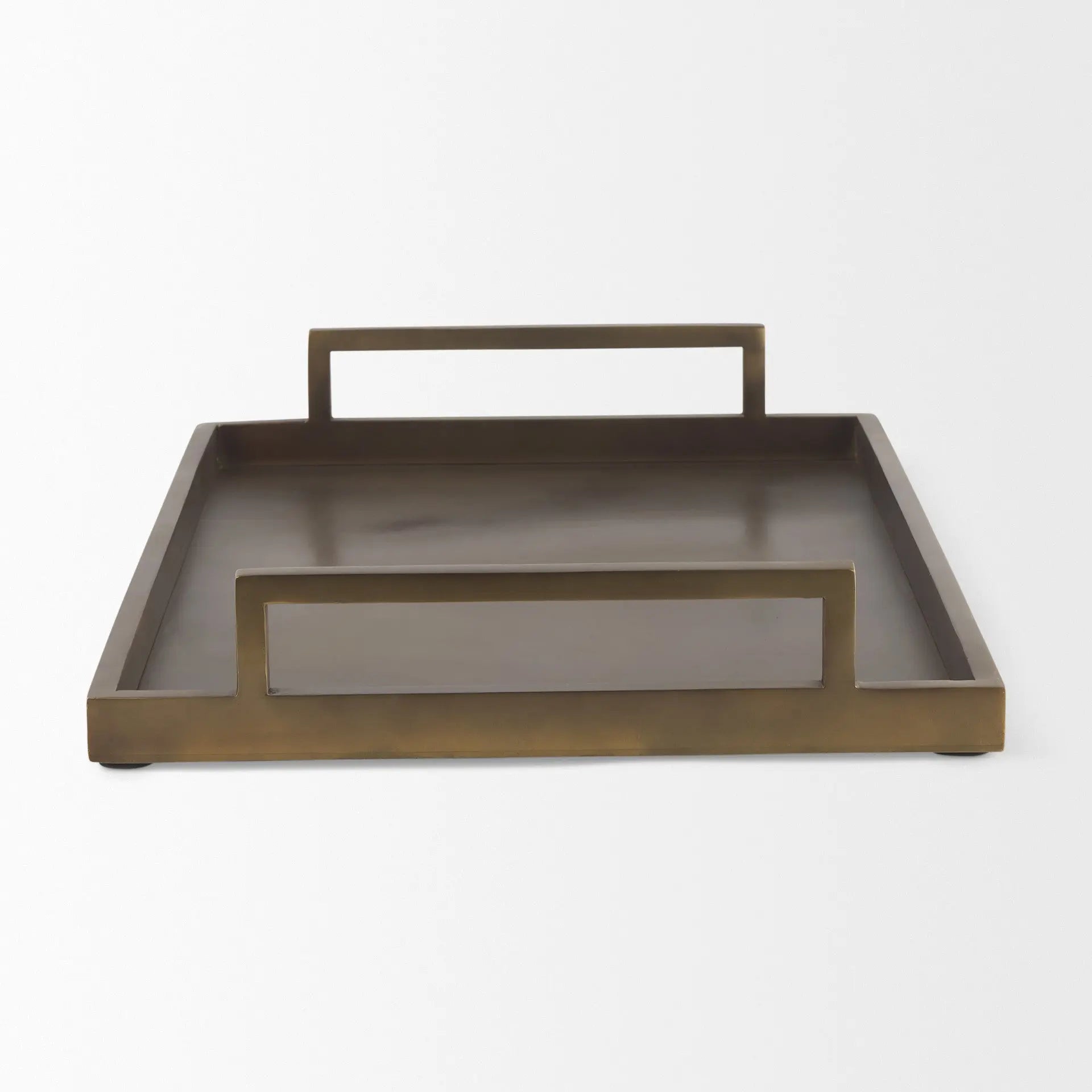 15" Gold Aluminum Hand Finished Vanity Tray With Handles Homeroots Kitchen & Dining