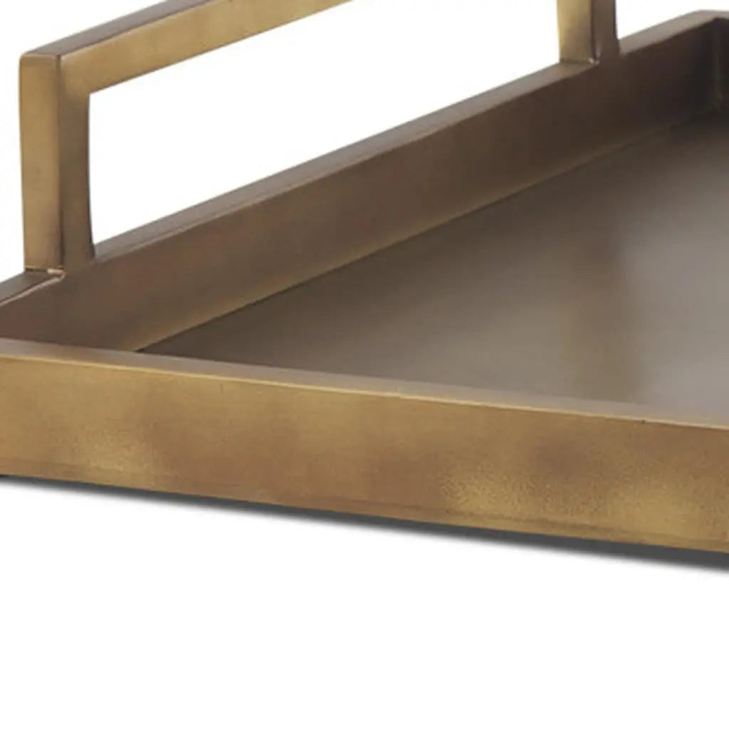 15" Gold Aluminum Hand Finished Vanity Tray With Handles Homeroots Kitchen & Dining