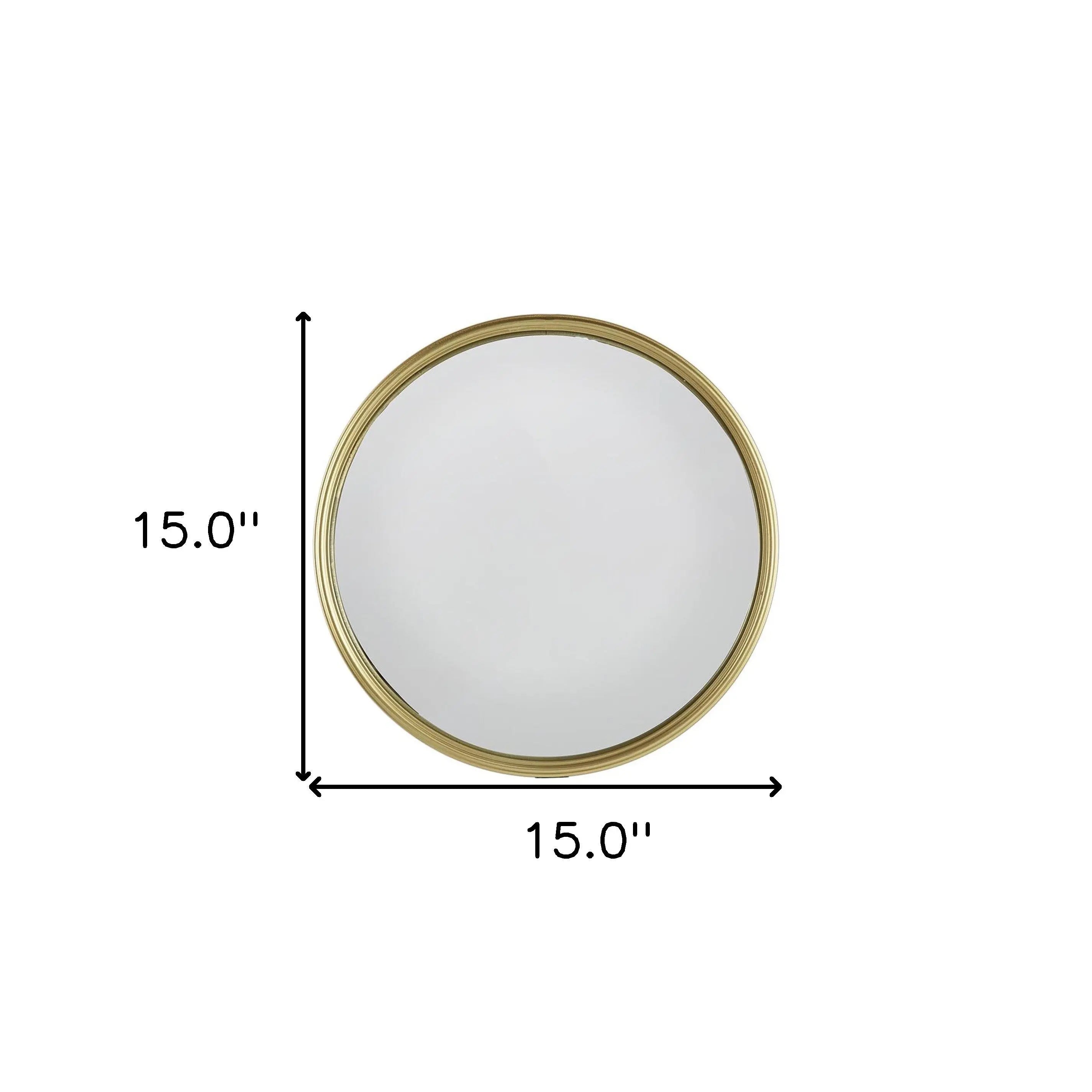 15" Gold Round Iron Textured Framed Accent Mirror Homeroots Bed & Bath
