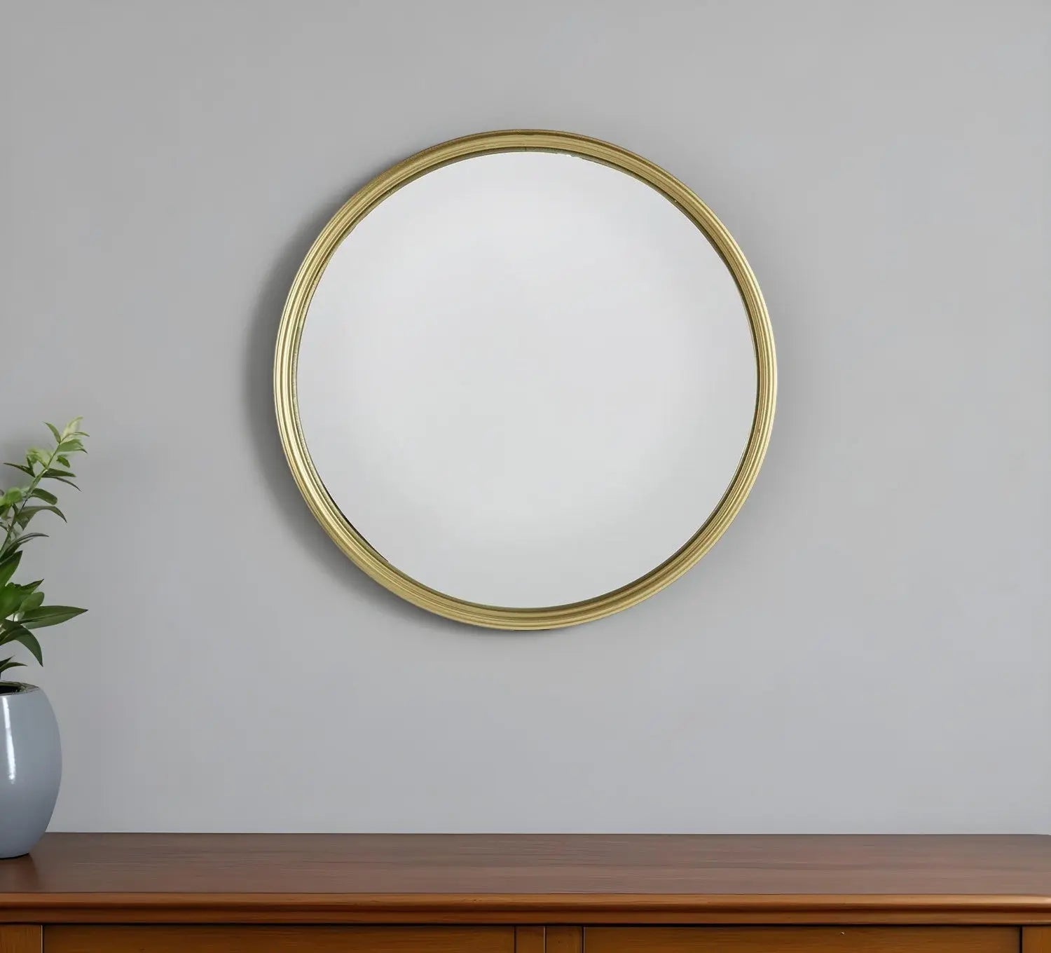 15" Gold Round Iron Textured Framed Accent Mirror Homeroots Bed & Bath