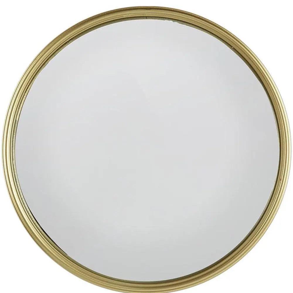 15" Gold Round Iron Textured Framed Accent Mirror Homeroots Bed & Bath