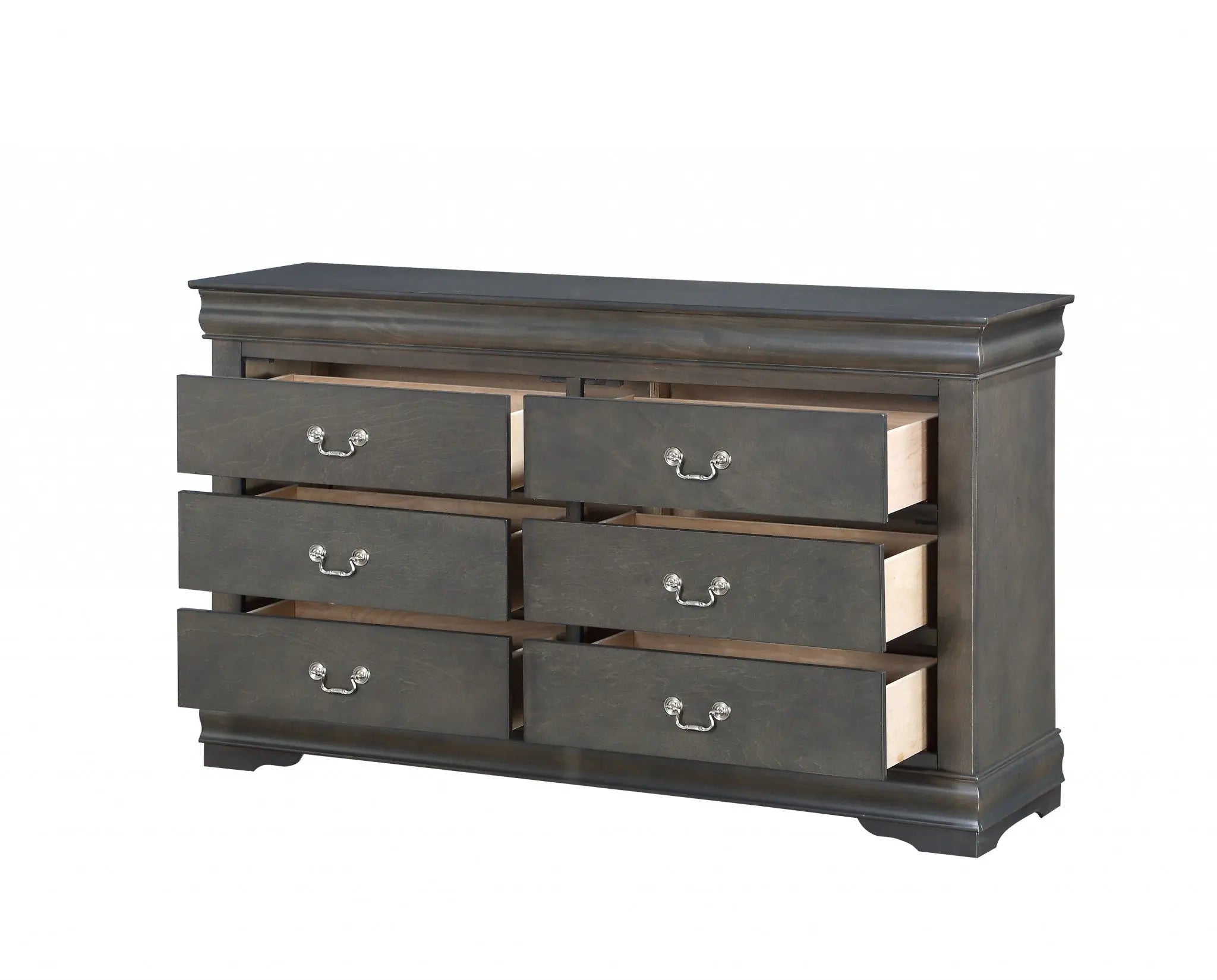 15" Gray Solid Wood Double Dresser - GreatEagleInc