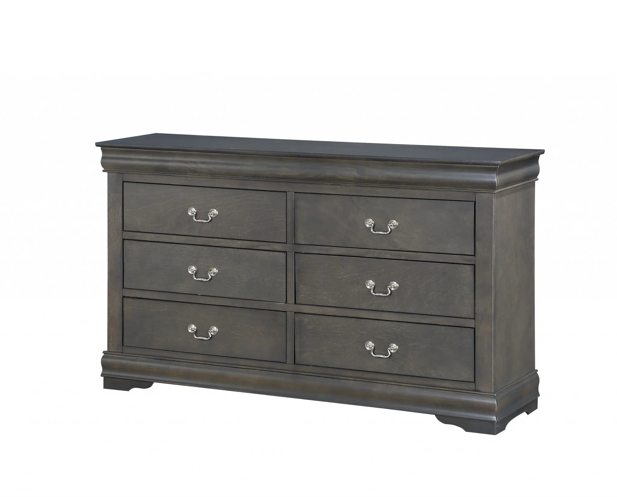 15" Gray Solid Wood Double Dresser - GreatEagleInc