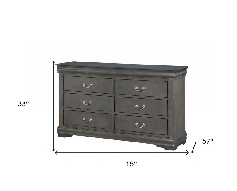 15" Gray Solid Wood Double Dresser - GreatEagleInc