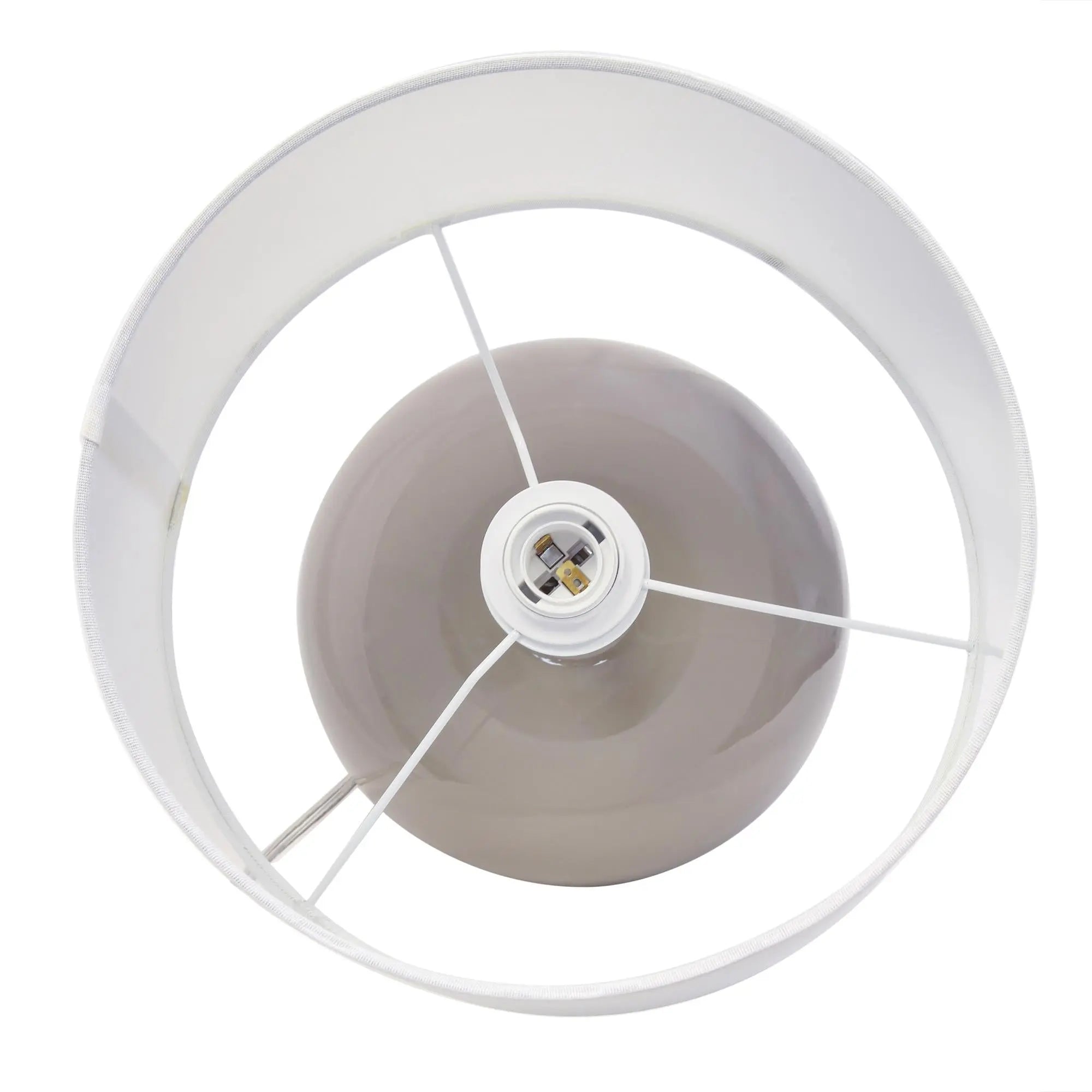 15" Gray Taupe Glass Round Table Lamp With Drum Shade Homeroots Lighting