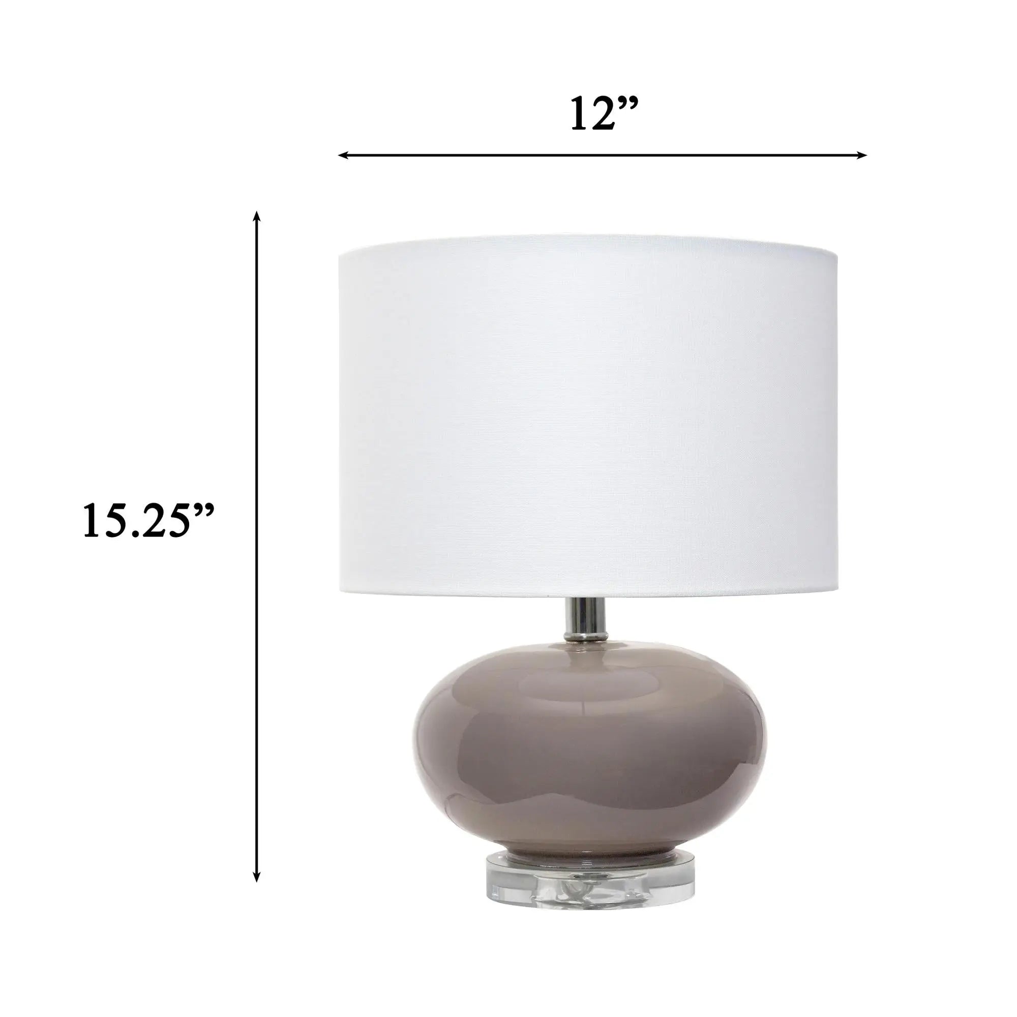 15" Gray Taupe Glass Round Table Lamp With Drum Shade Homeroots Lighting