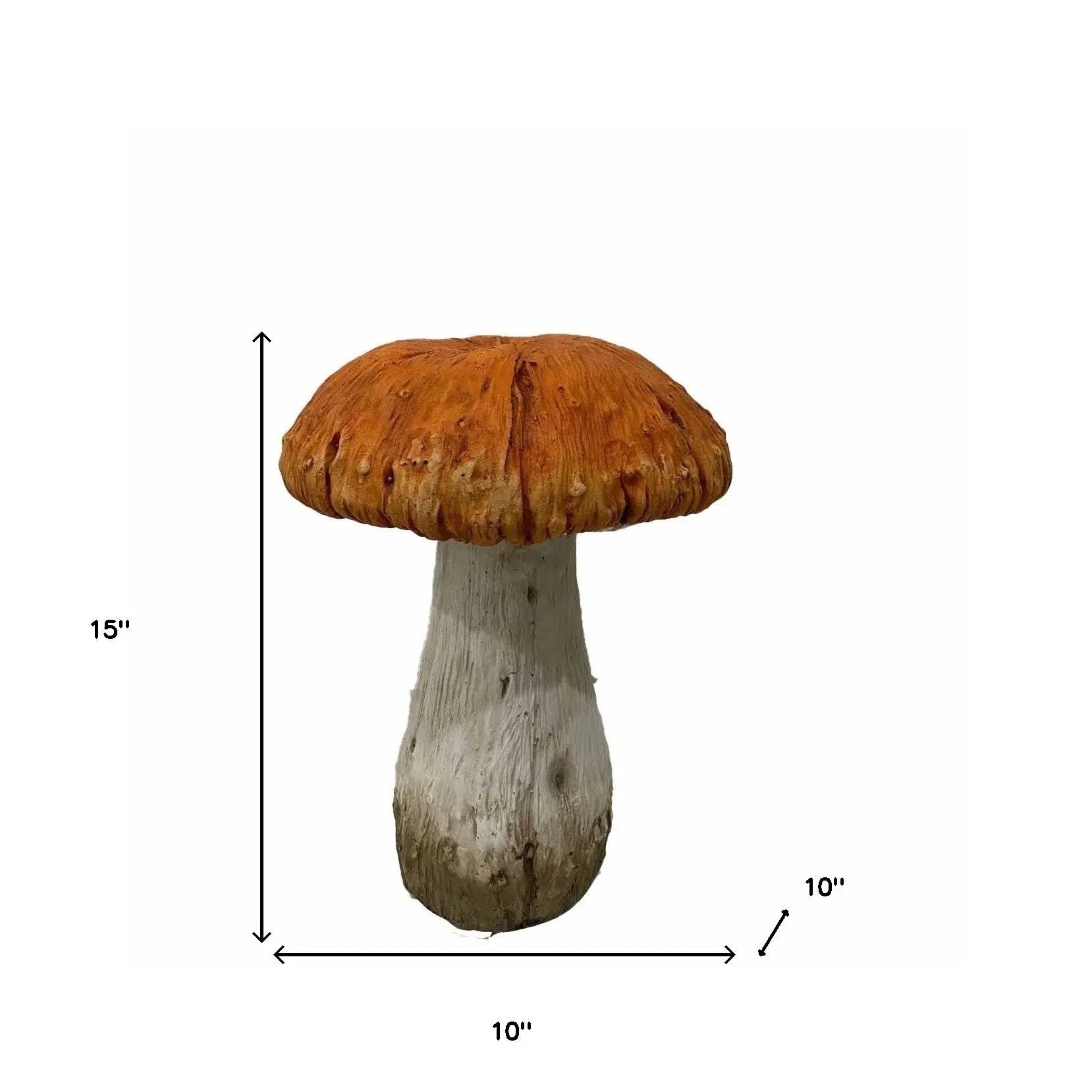 15" Orange And White Polyresin Mushroom Outdoor Statue Homeroots Outdoor