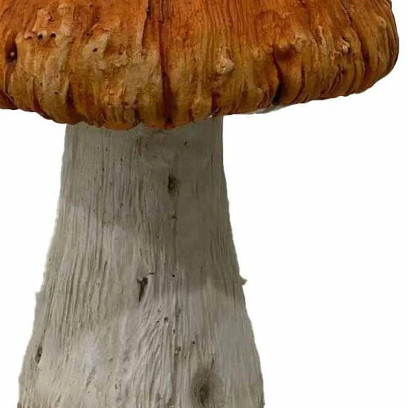 15" Orange And White Polyresin Mushroom Outdoor Statue Homeroots Outdoor