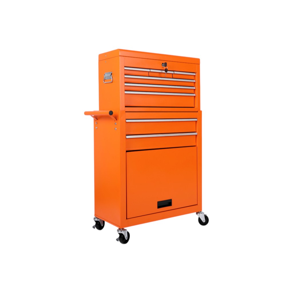 15" Orange Multi-Tier Steel Rolling Cabinet With Lid - GreatEagleInc