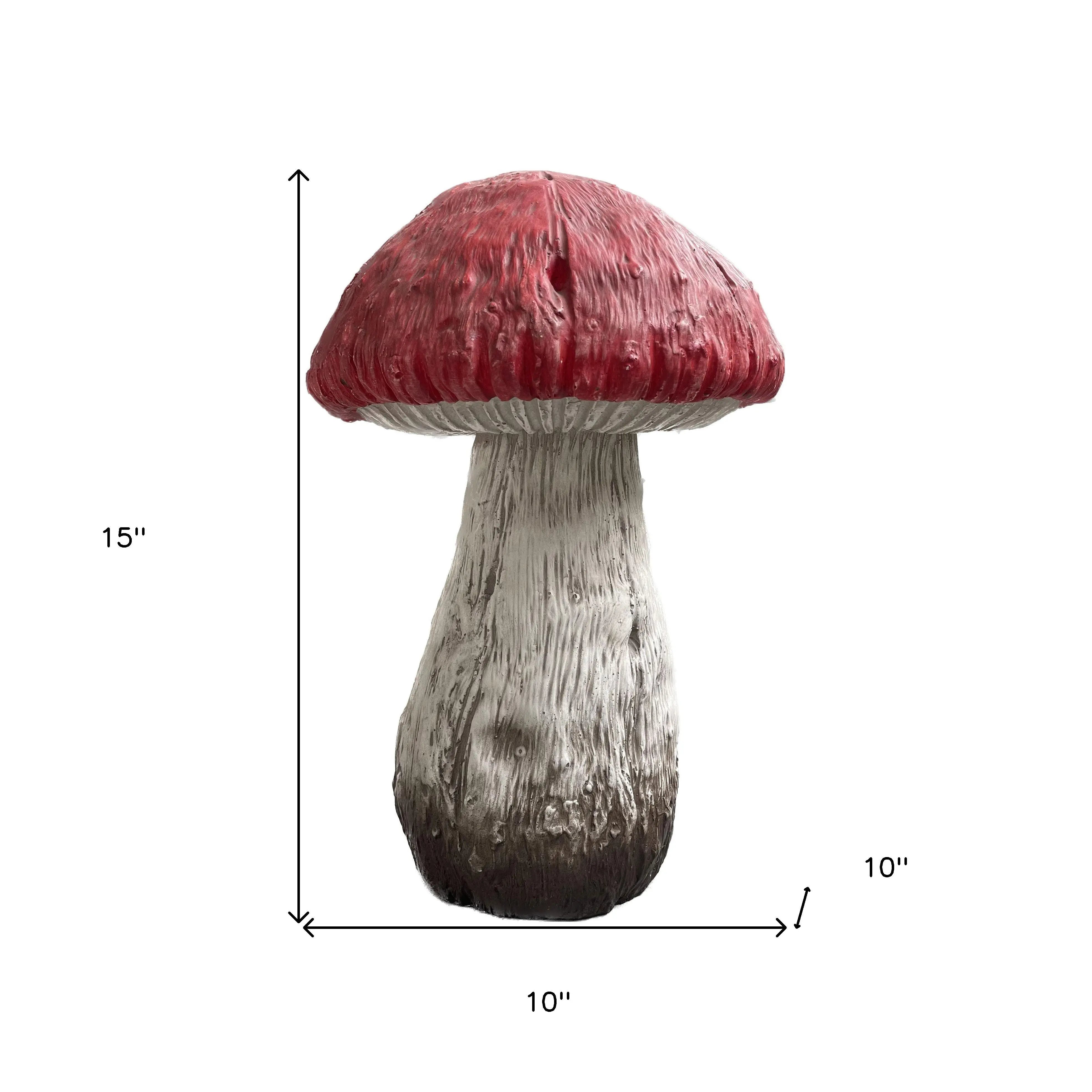 15" Red And White Polyresin Mushroom Outdoor Statue Homeroots Outdoor