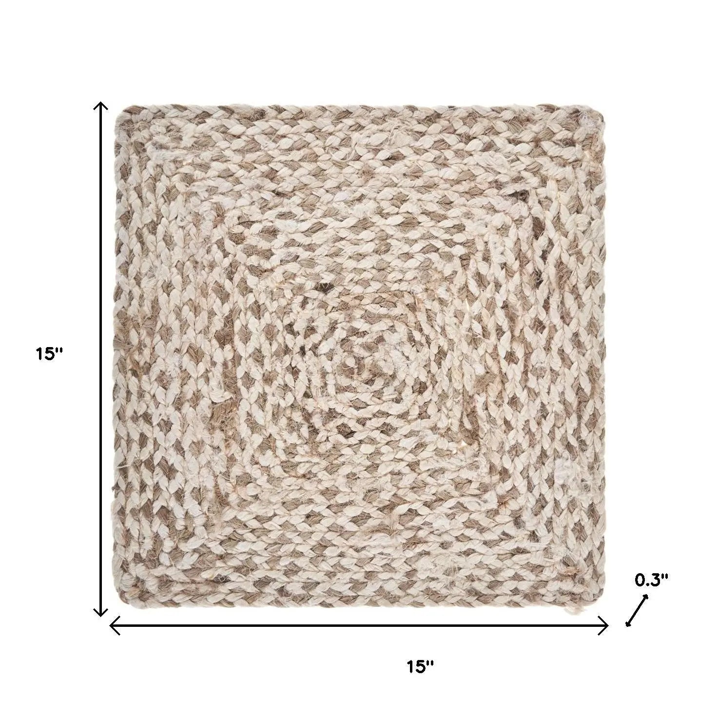 15" Set of Four Ivory And Natural Jute Square Placemats Homeroots Kitchen & Dining