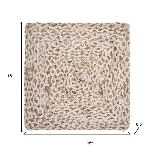 15" Set of Four Ivory And Natural Jute Square Placemats Homeroots Kitchen & Dining