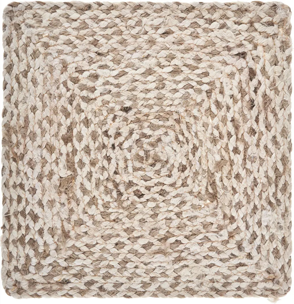 15" Set of Four Ivory And Natural Jute Square Placemats Homeroots Kitchen & Dining