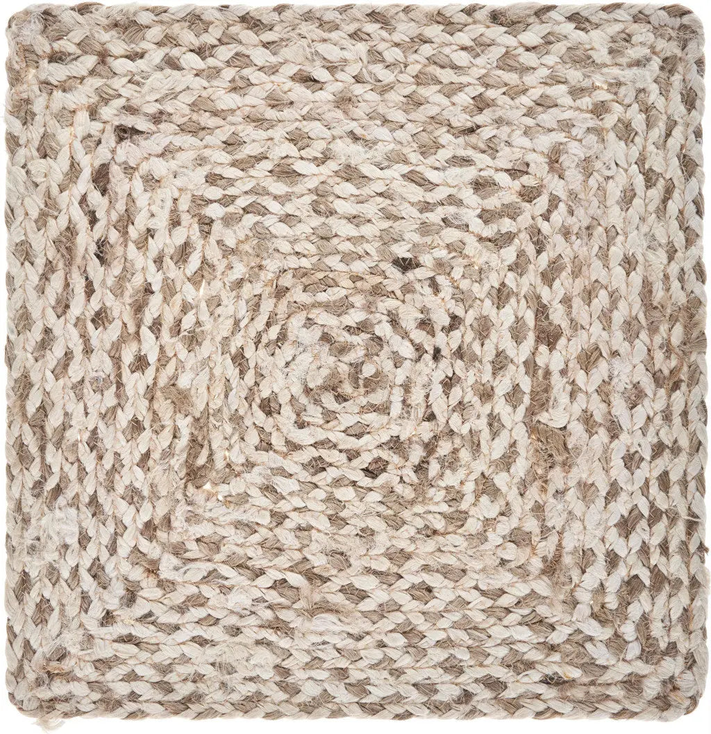 15" Set of Four Ivory And Natural Jute Square Placemats Homeroots Kitchen & Dining