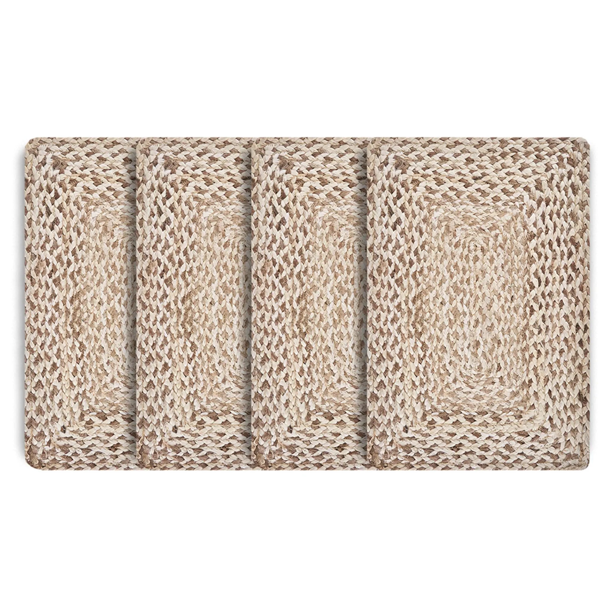 15" Set of Four Ivory And Natural Jute Square Placemats Homeroots Kitchen & Dining