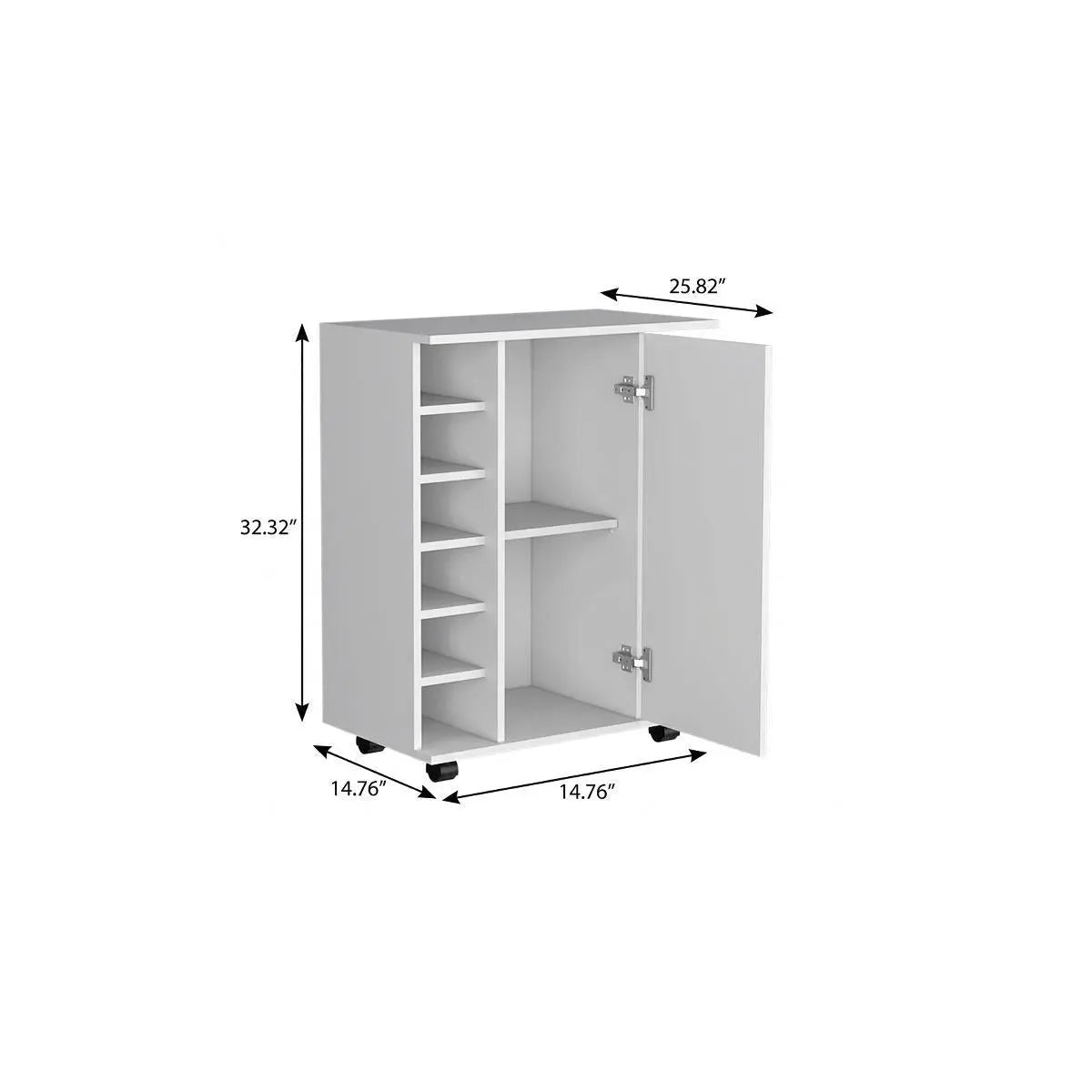 15" White Wood Bar Cart Homeroots Kitchen & Dining