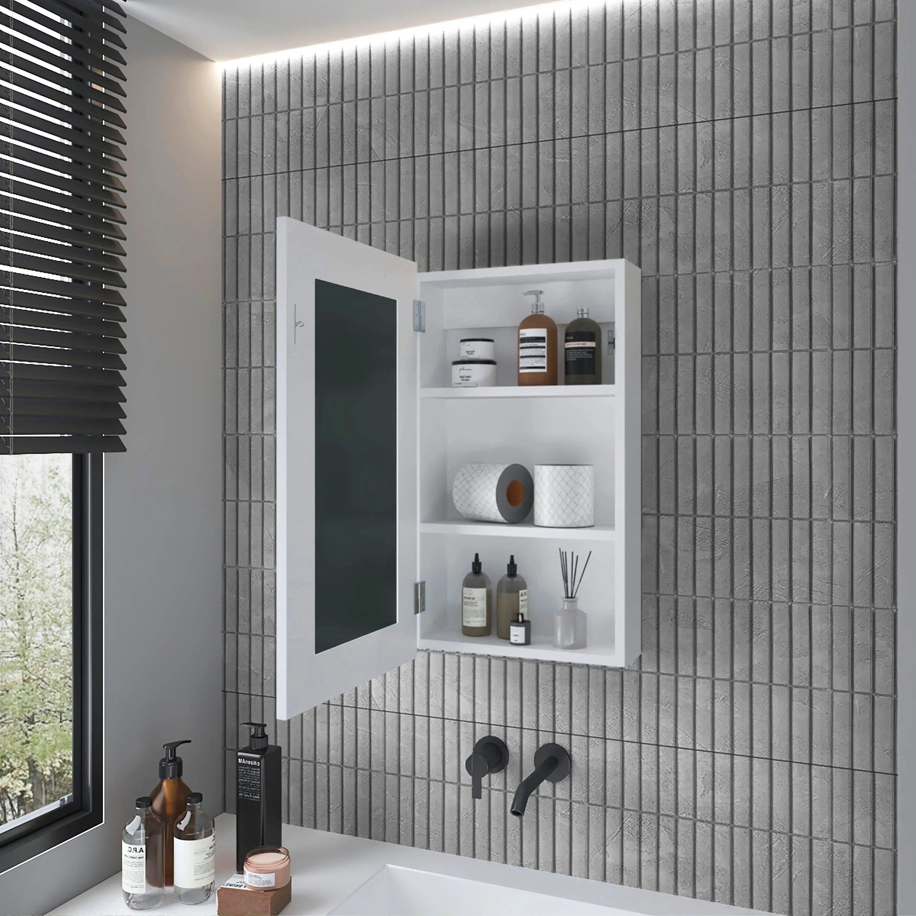 15" White Wood Floating Bathroom Vanity And Medicine Cabinet With Mirror Homeroots Bed & Bath
