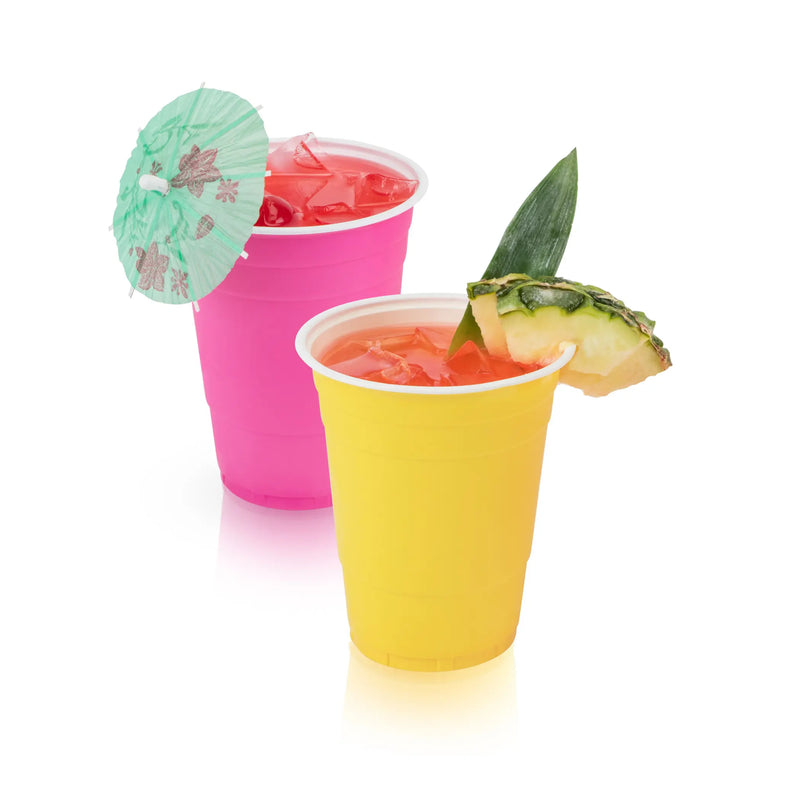 16 oz Bright Color Plastic Cups, Set of 24 by True True