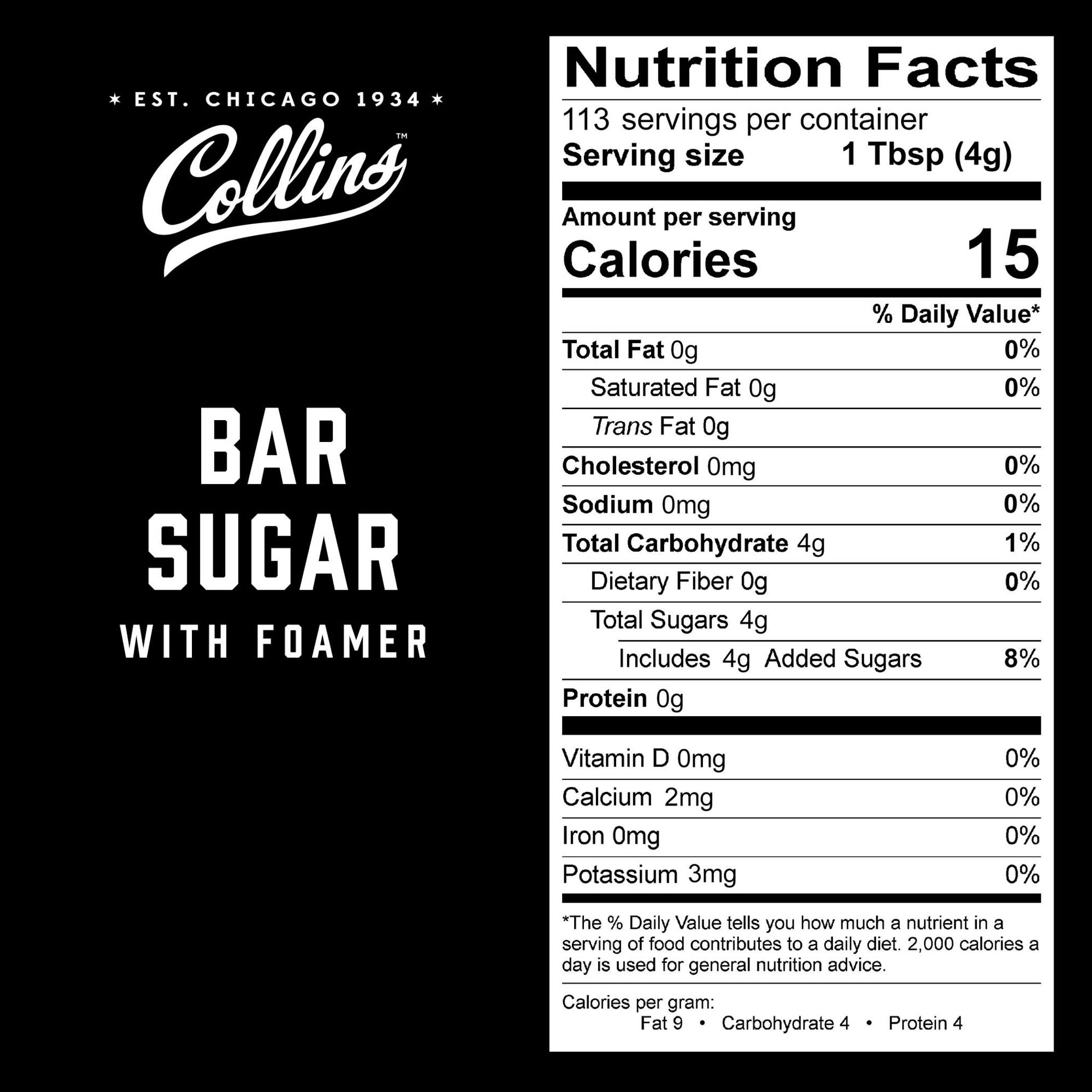 16 oz. Bar Sugar with Foamer by Collins Collins Consumables