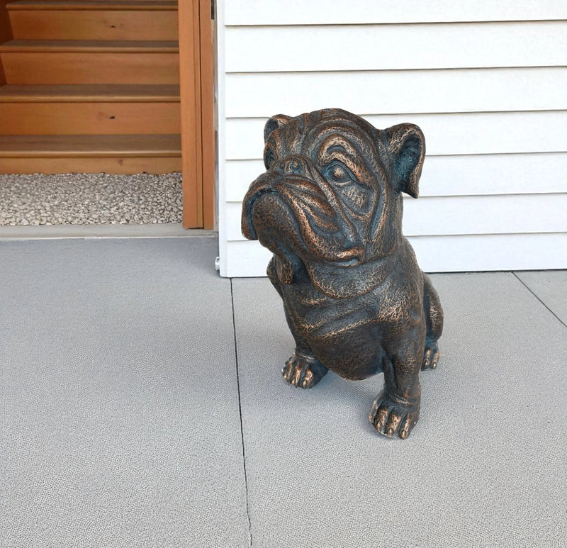 16" Antiqued Bronze Bulldog Outdoor Statue Homeroots Outdoor