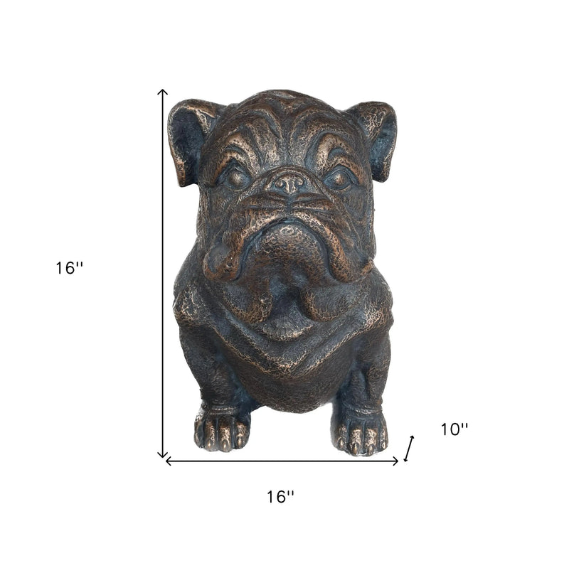 16" Antiqued Bronze Bulldog Outdoor Statue Homeroots Outdoor
