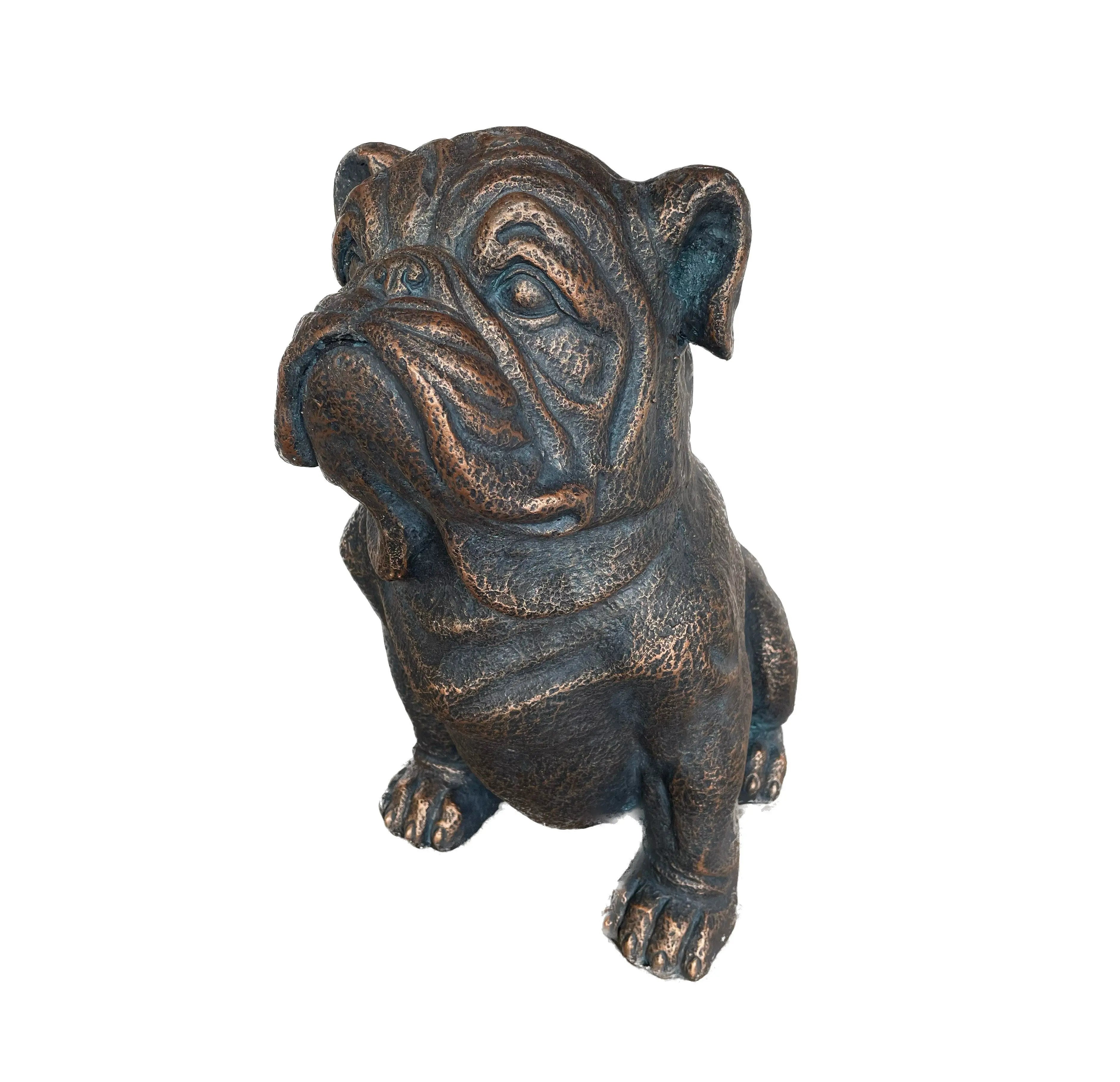 16" Antiqued Bronze Bulldog Outdoor Statue Homeroots Outdoor