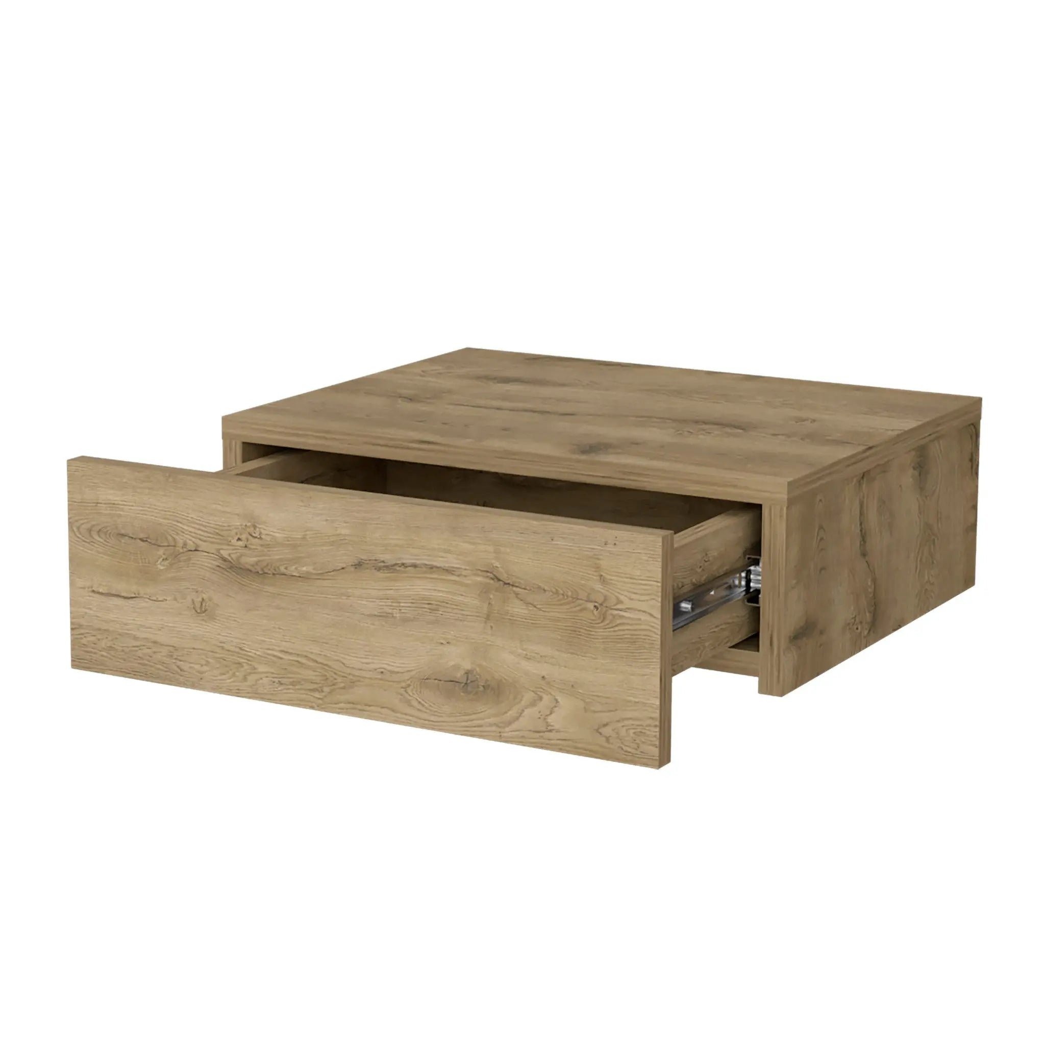 5" Beige Wood One Drawer Floating Nightstand - GreatEagleInc