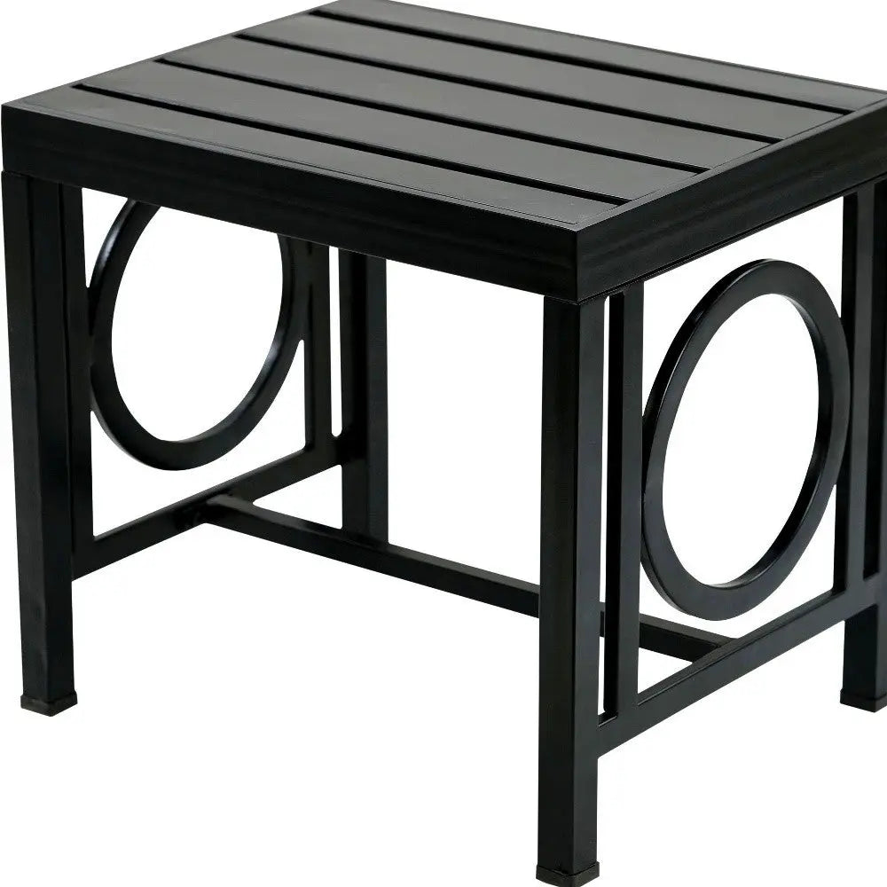 16" Black Aluminum Geo Slat Outdoor Side Table Homeroots Outdoor