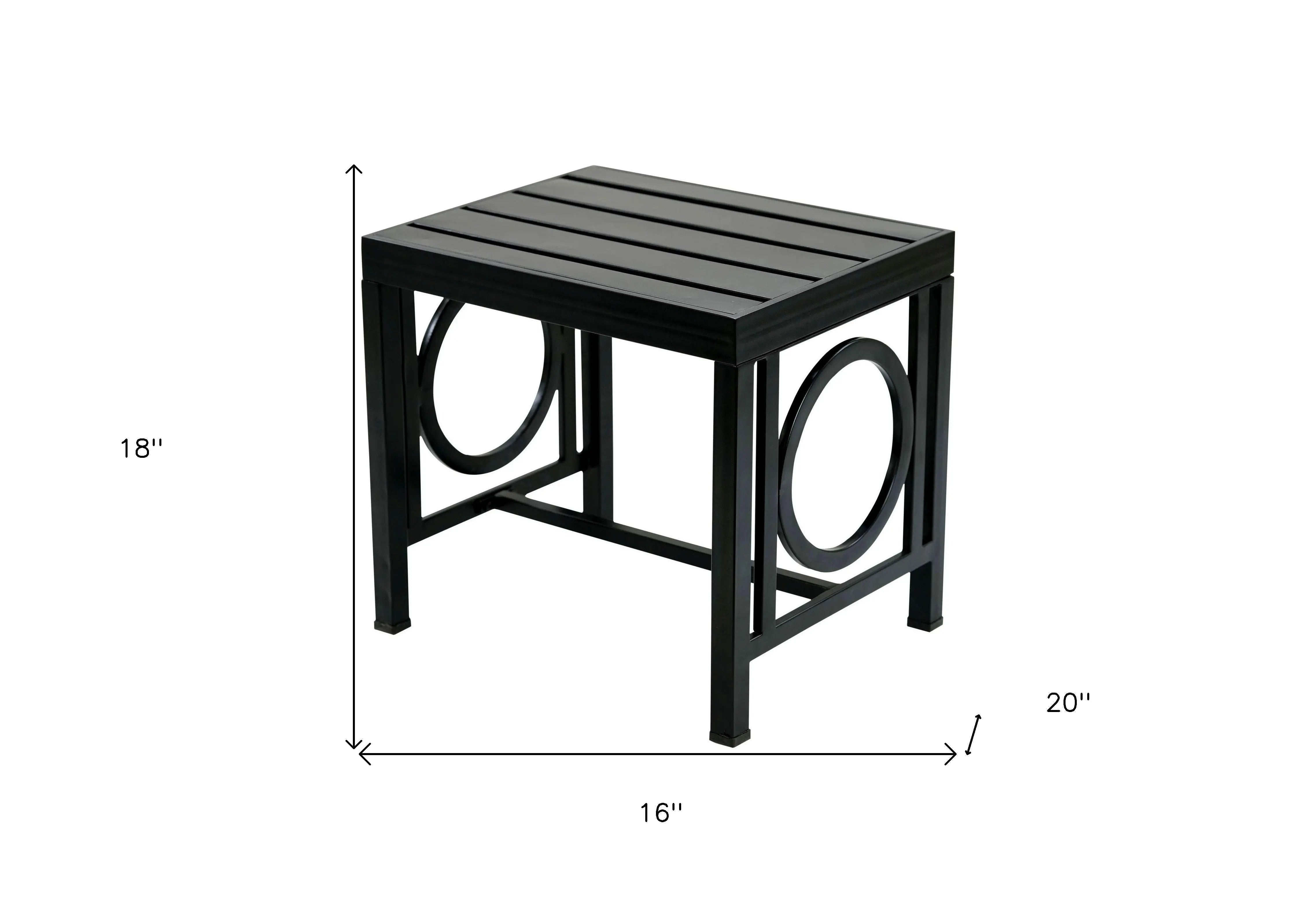 16" Black Aluminum Geo Slat Outdoor Side Table Homeroots Outdoor