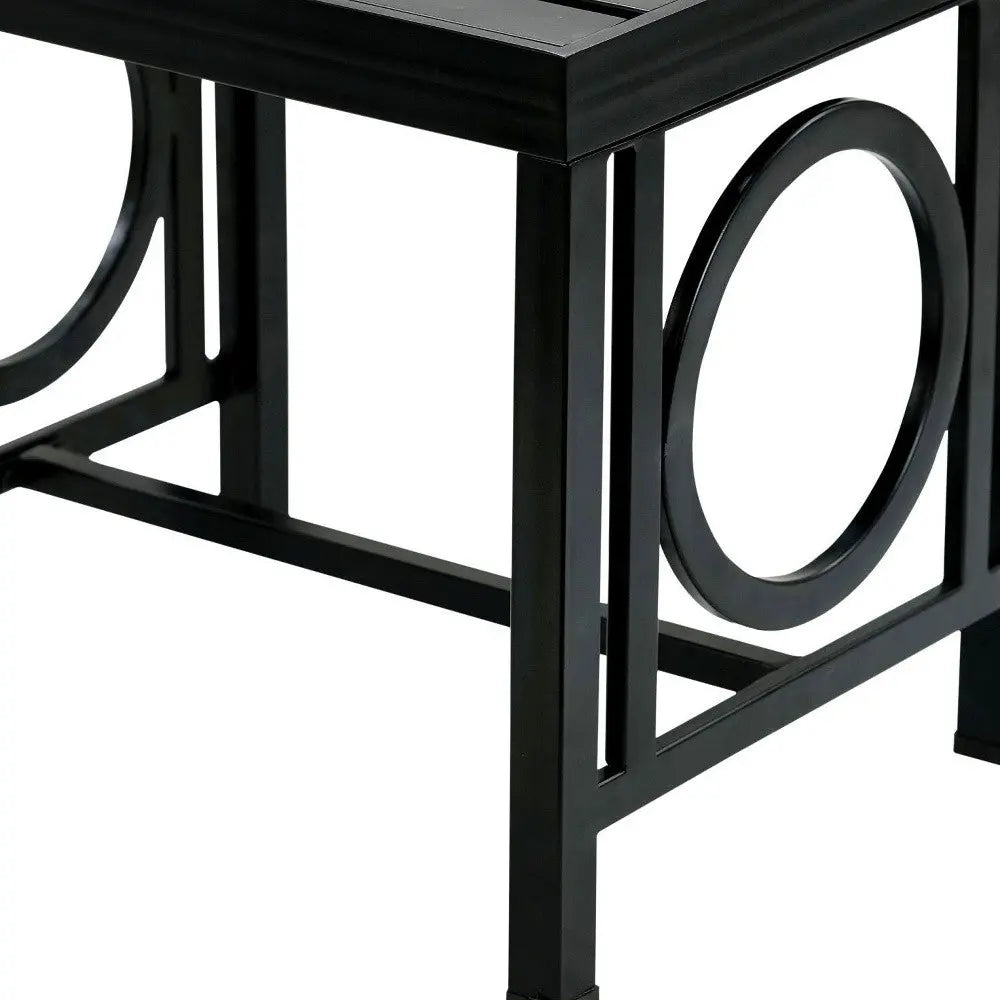 16" Black Aluminum Geo Slat Outdoor Side Table Homeroots Outdoor