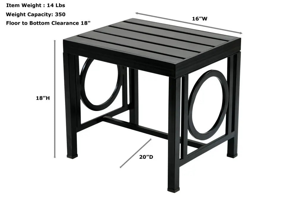 16" Black Aluminum Geo Slat Outdoor Side Table Homeroots Outdoor