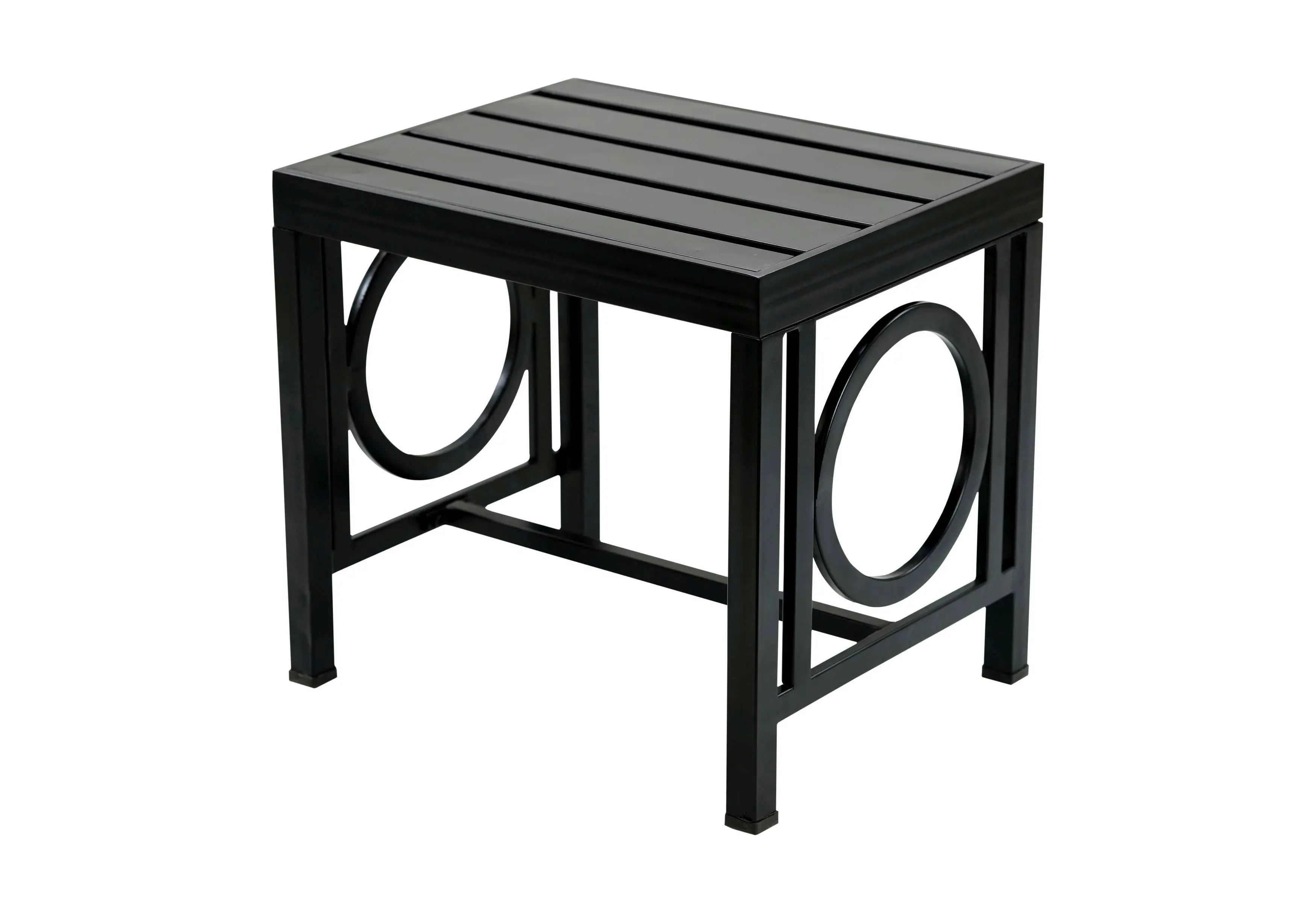 16" Black Aluminum Geo Slat Outdoor Side Table Homeroots Outdoor